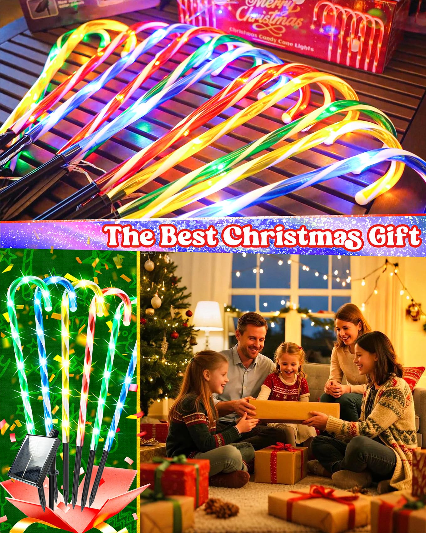 Anordsem Solar Christmas Decorations Outdoor: 21 Candy Cane Stake Lights 12 Pack - Waterproof Led 8 Colorful Lighting Models For Pathway Yard Garden Xmas Decor - 2026 New Year Gifts For Homeowners
