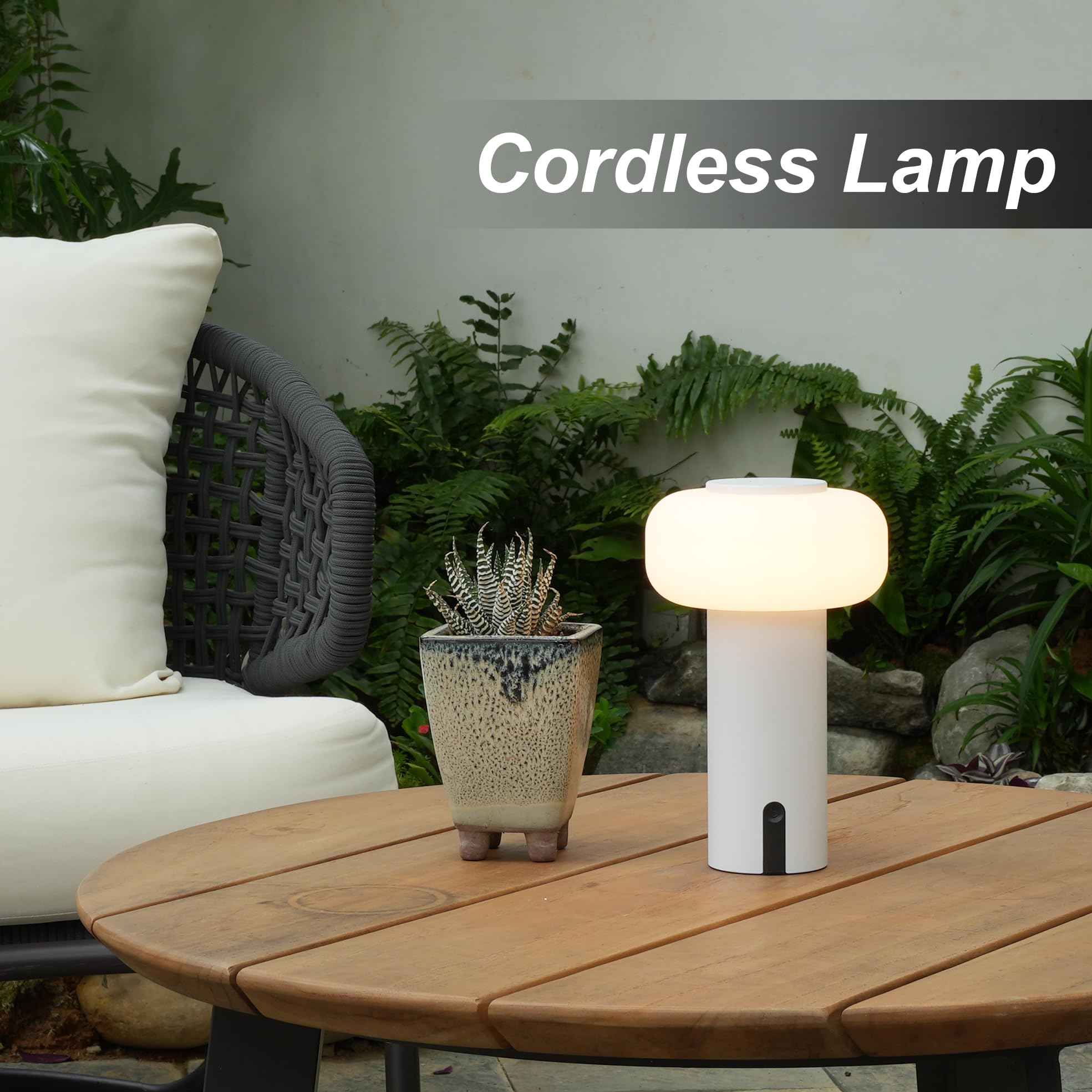 WEILAILUX Shower Lamp, Waterproof Cordless Table Lamp, Rechargeable Touch Dimmable Night Light, White, Model WL-3690