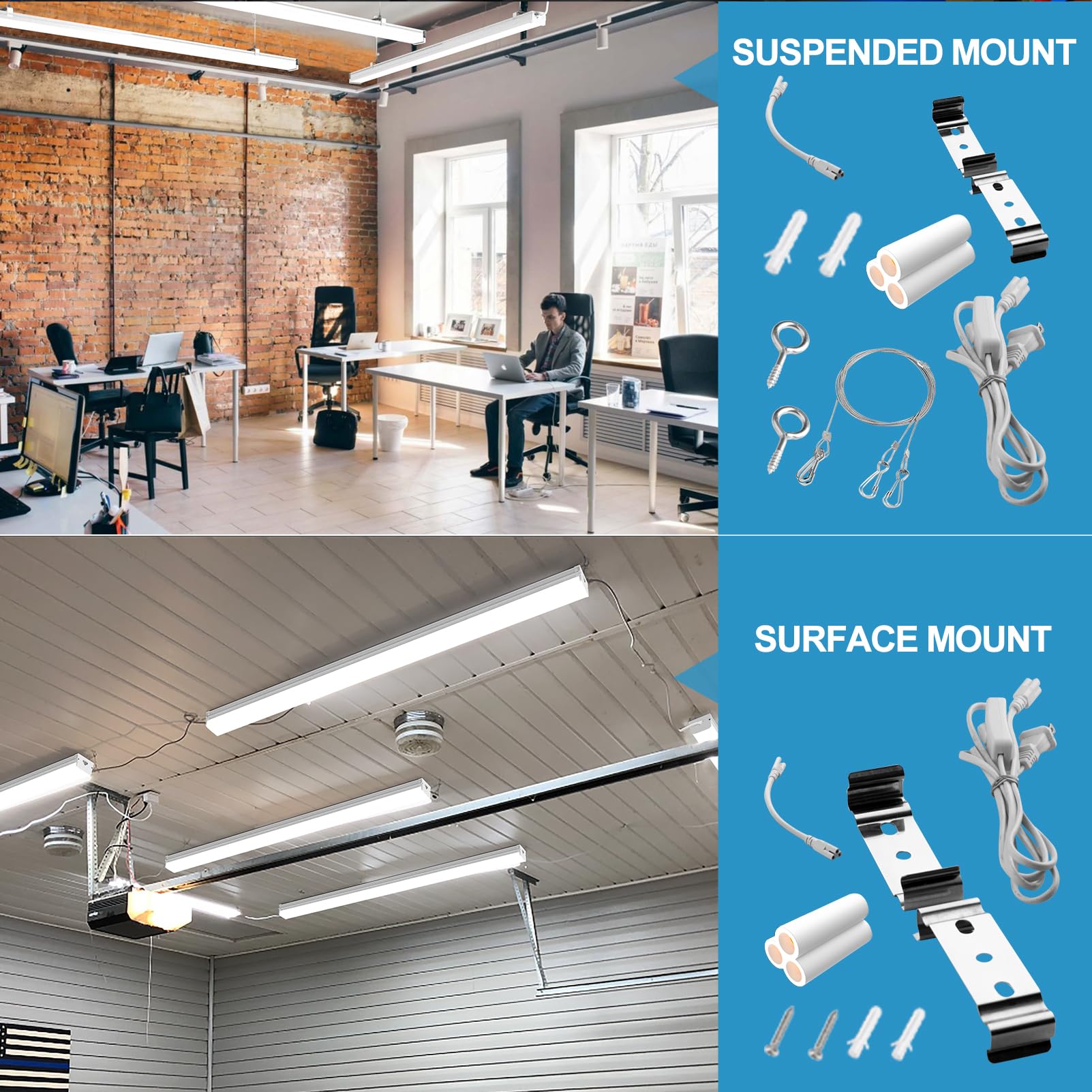 Lightdot 4Ft Linkable Led Shop Light 72W 10000Lm 5000K Daylight - 8Pack With