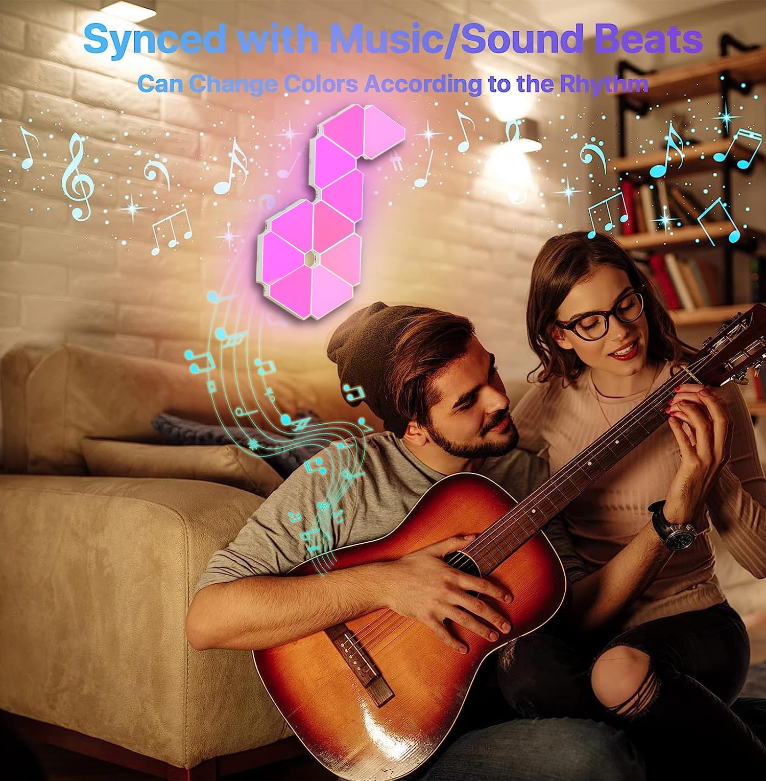 Amailtom Triangle Light Panels, RGB LED Wall Lights, 10 Pack, ABS, 5 x 4.3 x 1 inch, Music Sync, APP & Remote Controlled
