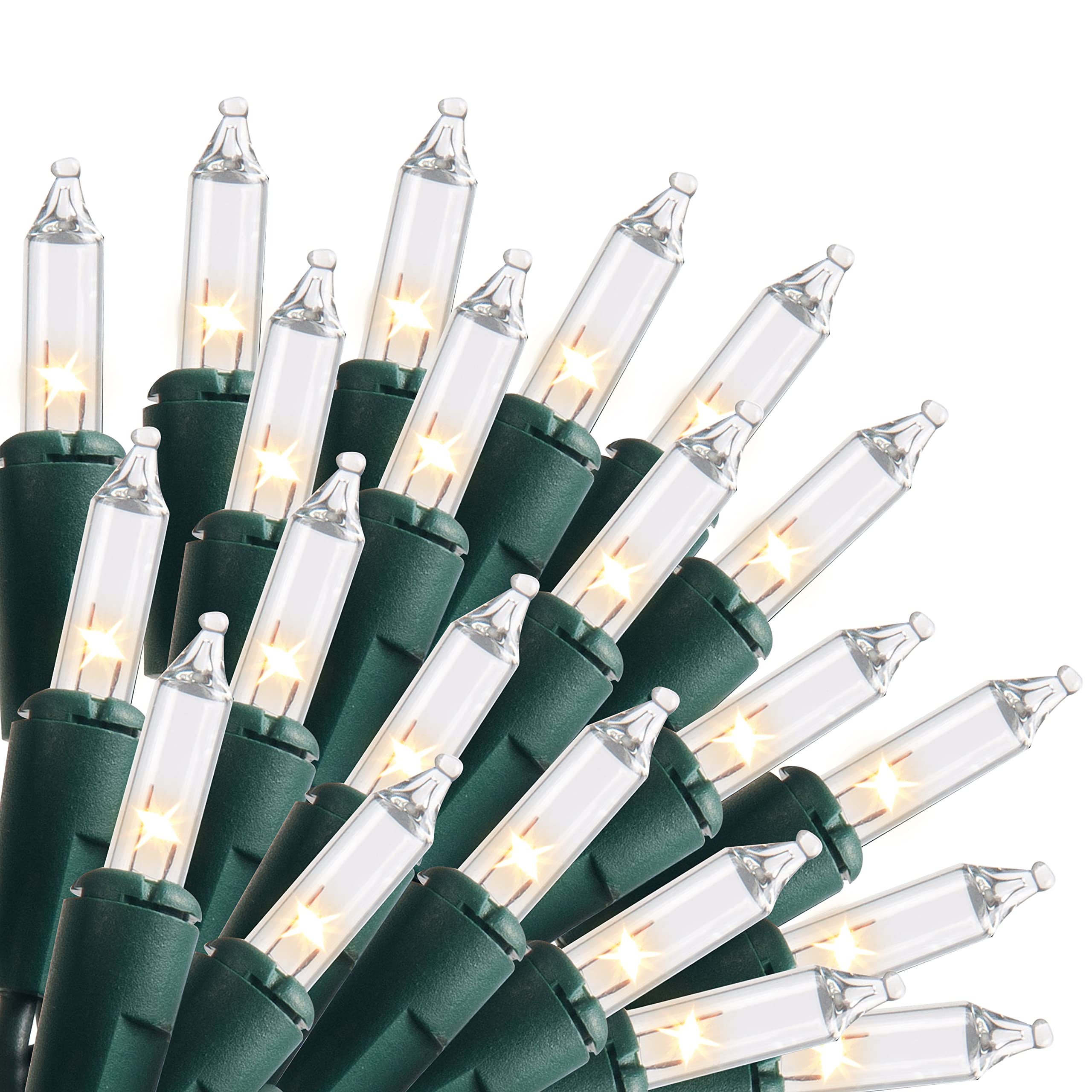 Joiedomi Clear Christmas String Lights, 200 Mini Warm White Fairy Lights, 43FT, Green Wire, Model HWO-100/2F