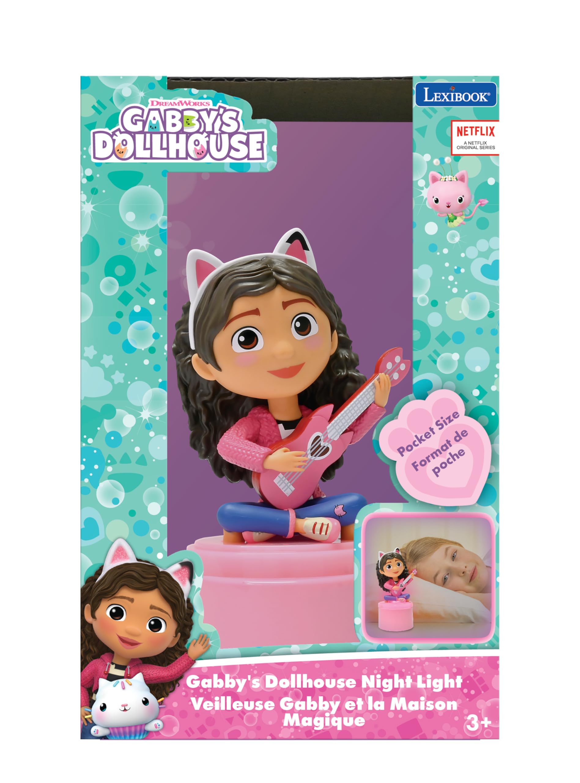 Lexibook, Gabbys Dollhouse NLJ01GDH Baby Nursery Soft Light Battery Operated LED Pocket Night Light Pink