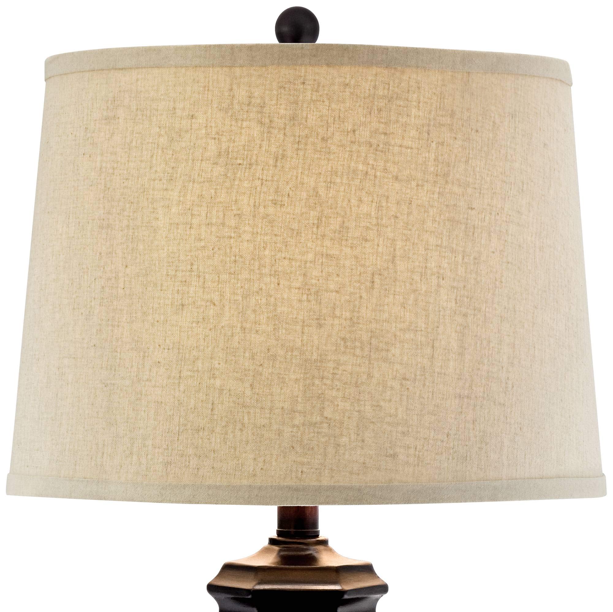 Regency Hill Tropical Natural Cottage Jar Table Lamps 29'' Tall Set Of 2 Weathered Brown Woven Wicker Beige Linen Fabric Drum Sh