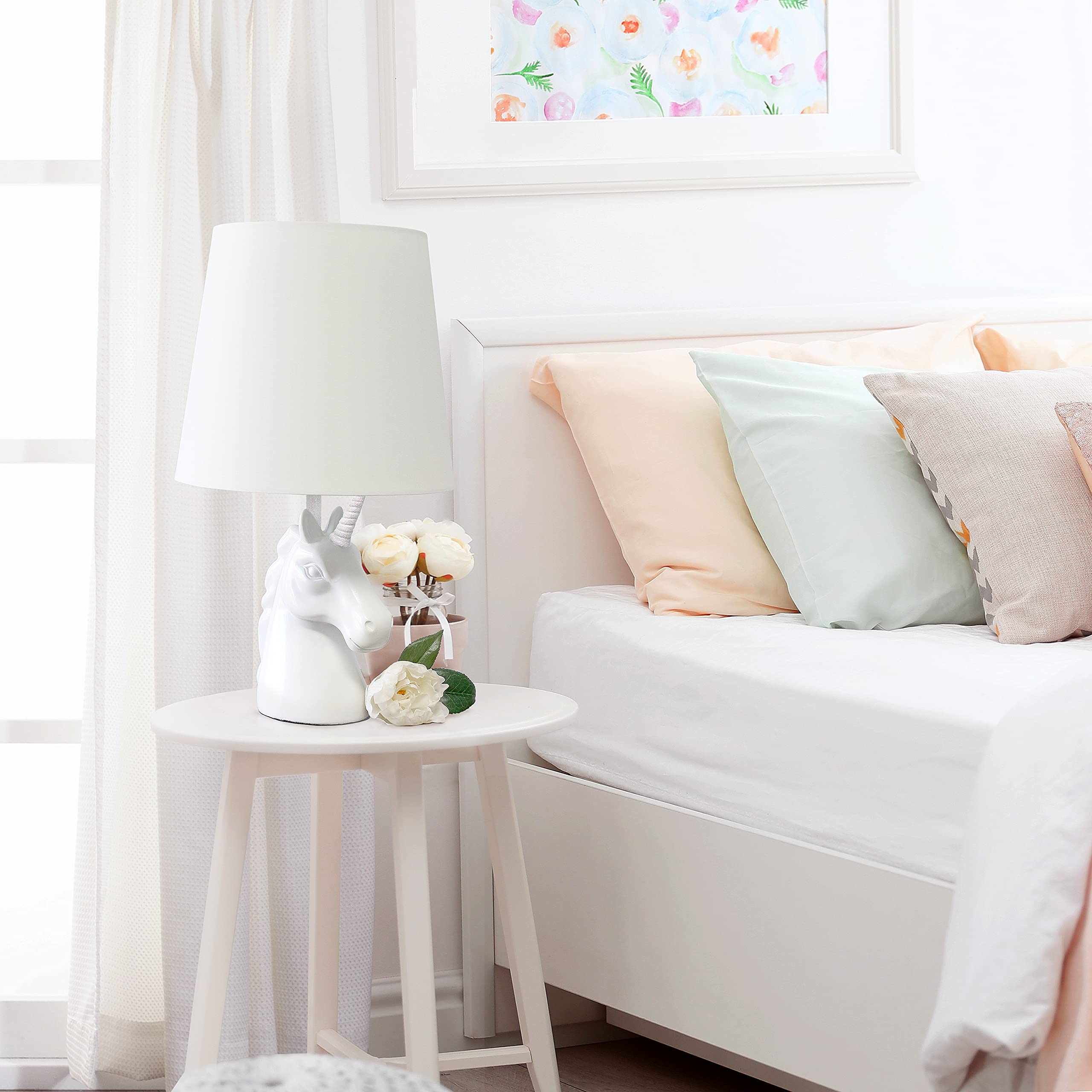 Simple Designs Lt1078-Ird Sparkling Glitter Unicorn Table Lamp, Iridescent