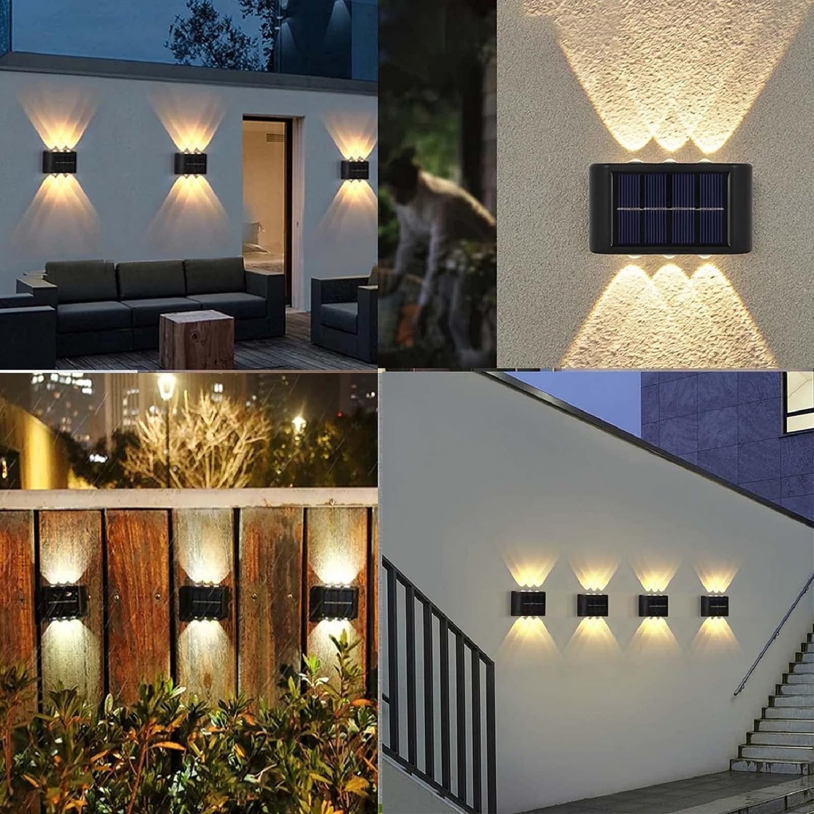 Aslidecor Solar Fence Lights, 2 Pack Waterproof Warm White Step Light For Outdoor Use