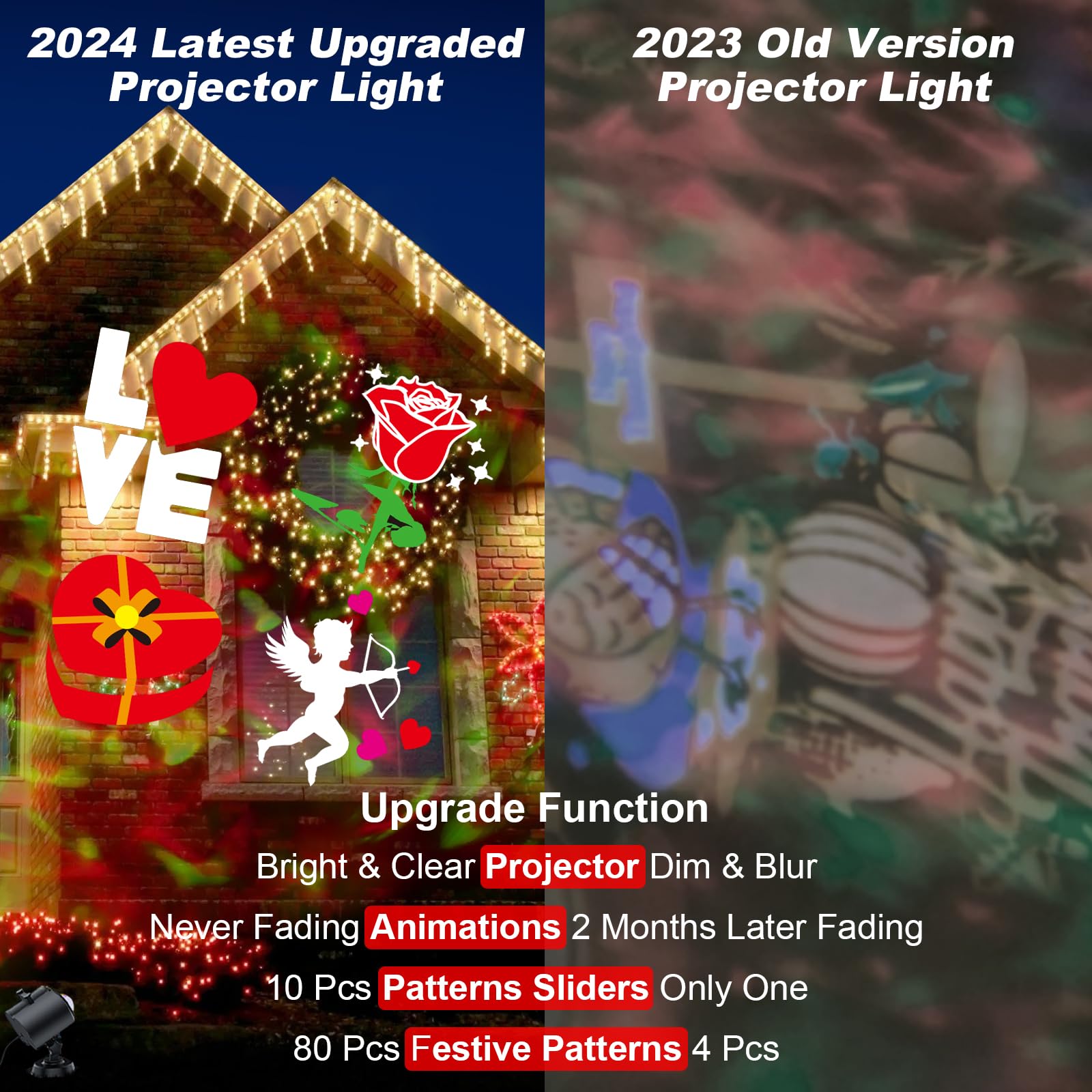 2024 Upgraded Brighter Valentine Decorations Projector Lights For Home, Fliti 19 Hd Slide Holiday Projector (3D Ocean Wave & Pat