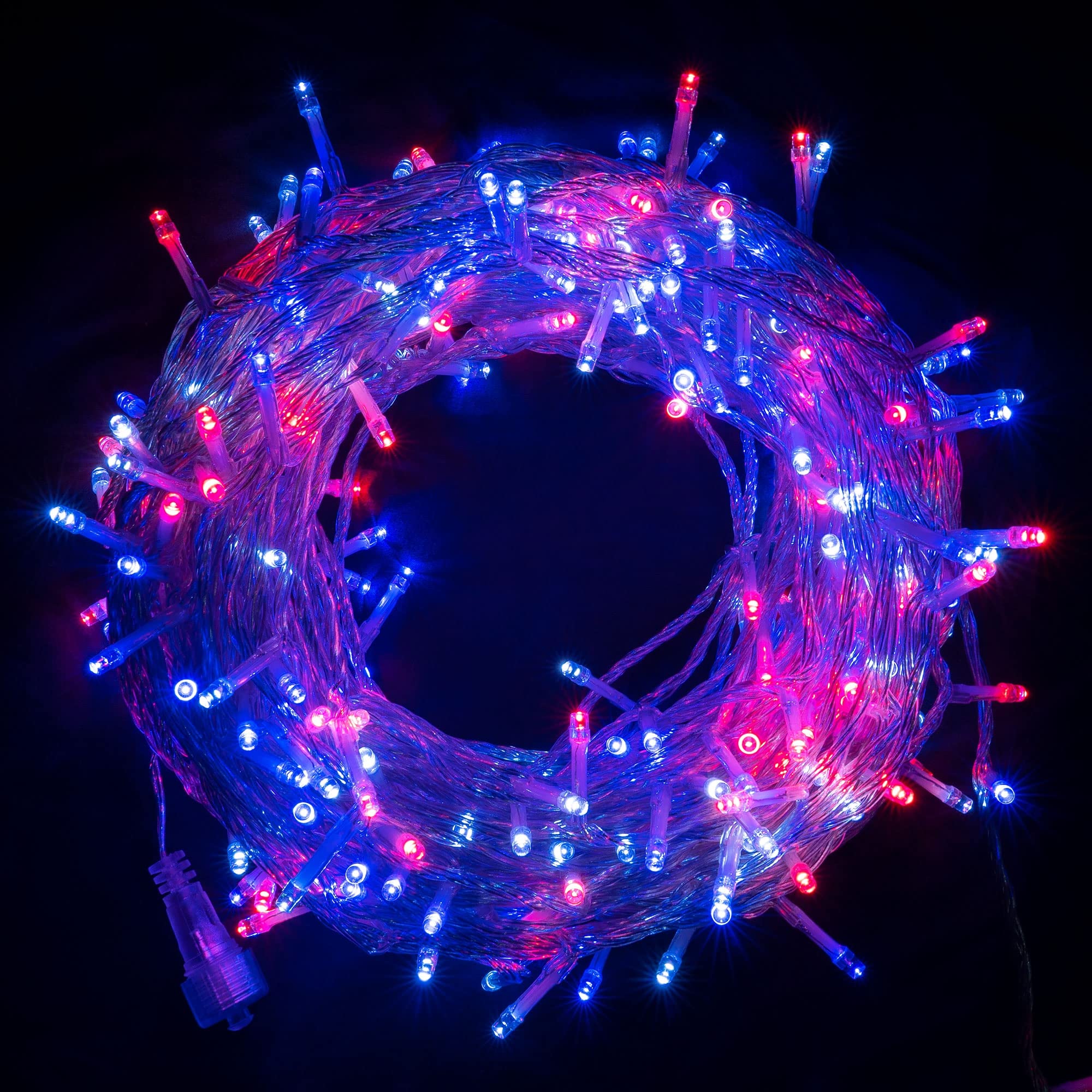 Dazzle Bright 4th of July String Lights, 300 LED 100 FT Connectable Waterproof Patriotic String Lights with 8 Modes, Independenc