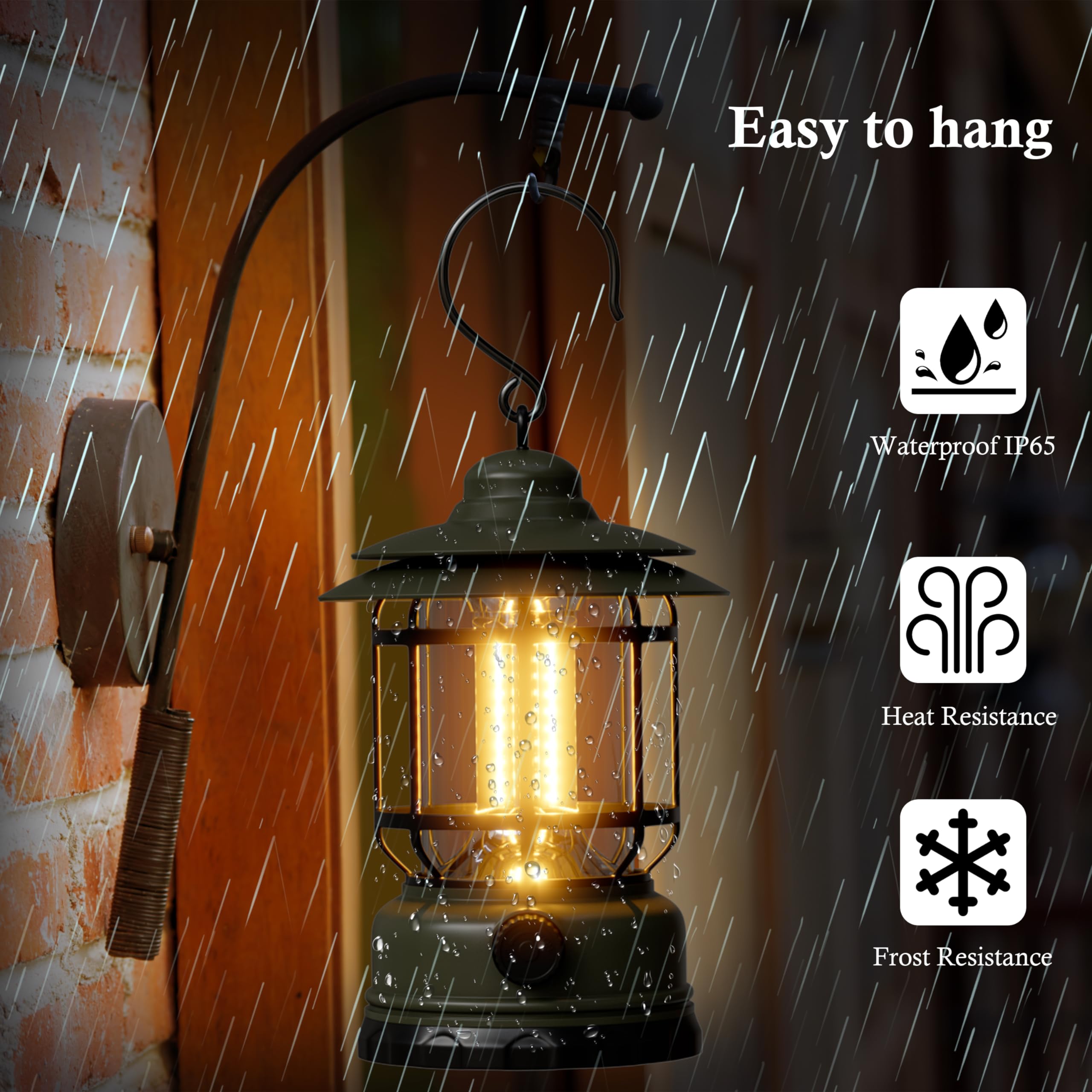 KUNDGLA LED Camping Lantern, 1500LM, USB Rechargeable, Lightweight, Green, Model KG-Camping lantern-Green, 1 Pack