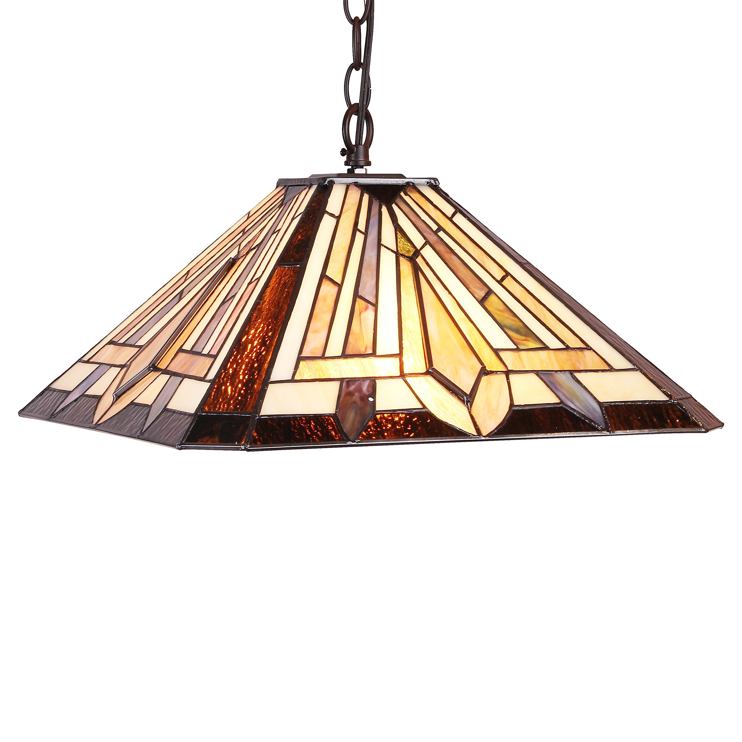 DENTON Tiffany-style 2 Light Mission Hanging Pendant Fixture 16 Shade