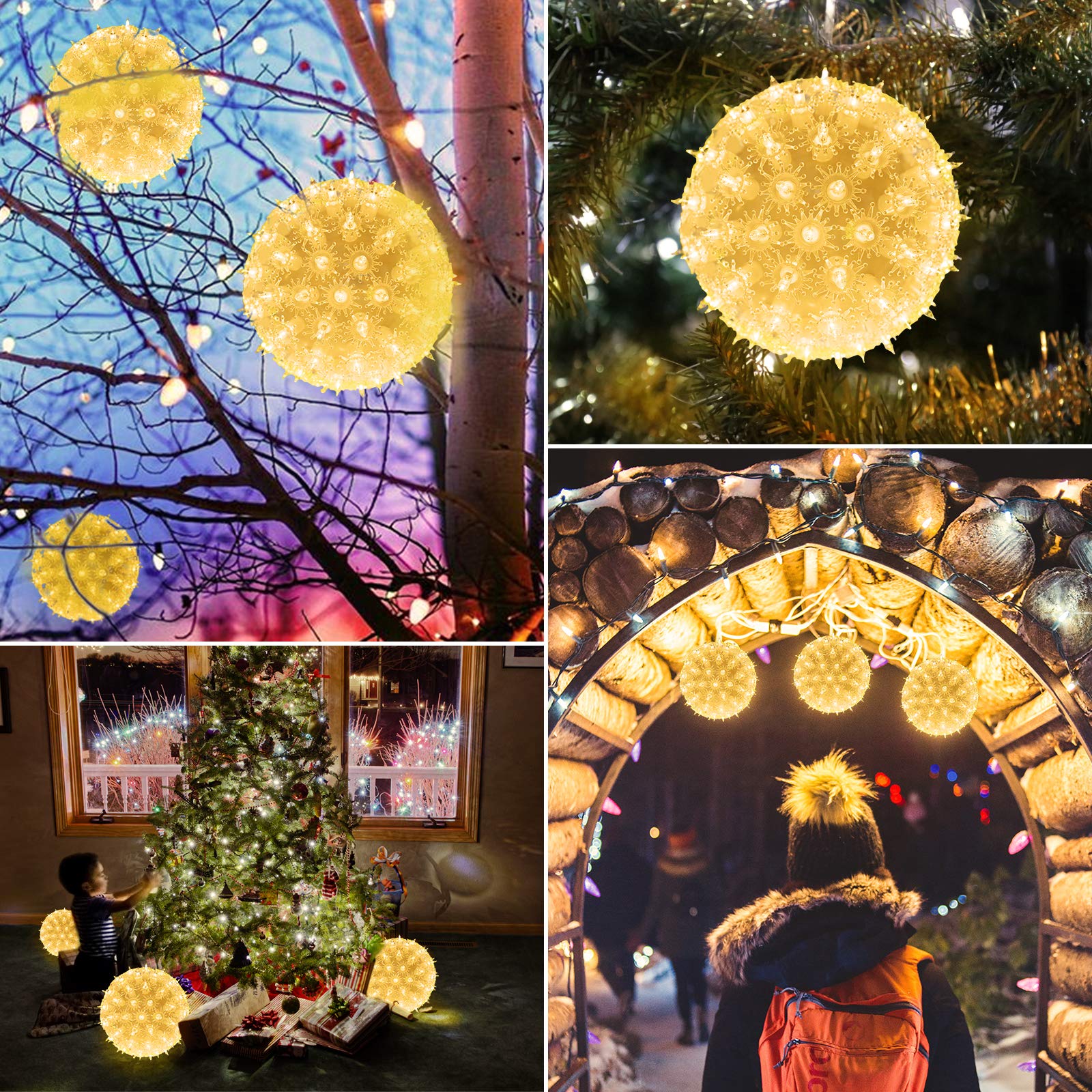 Brightown 6    Christmas Lights Ball Outdoor Sphere Lights 100 Replaceable Led Bulbs Plug In For Xmas Indoor Party Wedding Home
