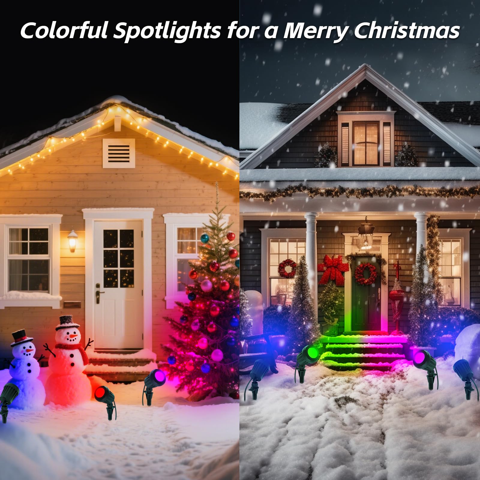 Holeva Halloween & Christmas Outdoor Spotlight  6500K Cool White Led Landscape Lighting With 4 Lenses (Rgb Purple)  Ip67 Waterproof  120V Plug-In For Yard  Garden Tree Holiday Decor(1 Pack  Green)