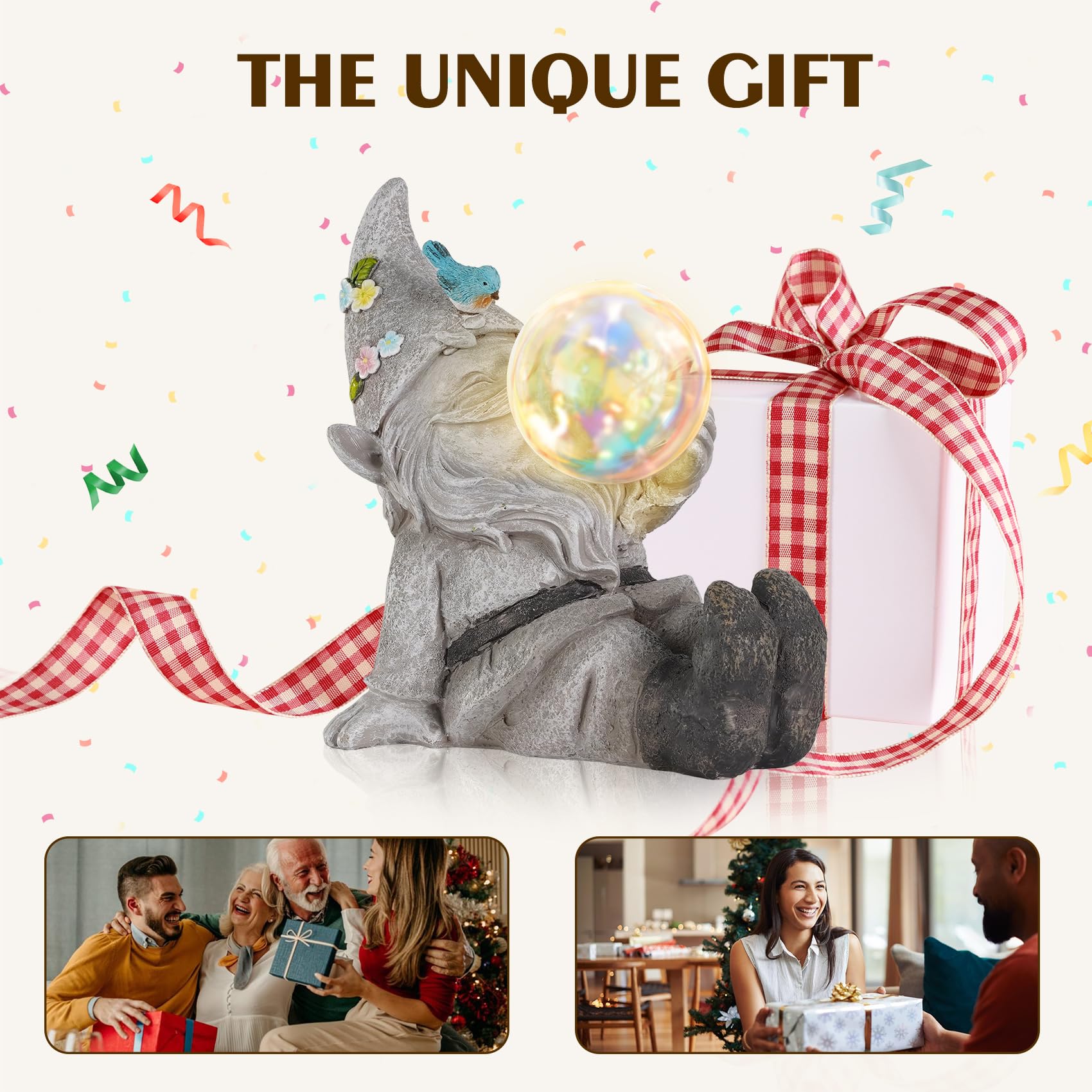 Mininova Gnomes Garden Statues Outdoor Decor With Solar Lights Waterproof Cute Ornament For Outside Patio Lawn Housewarming Gift