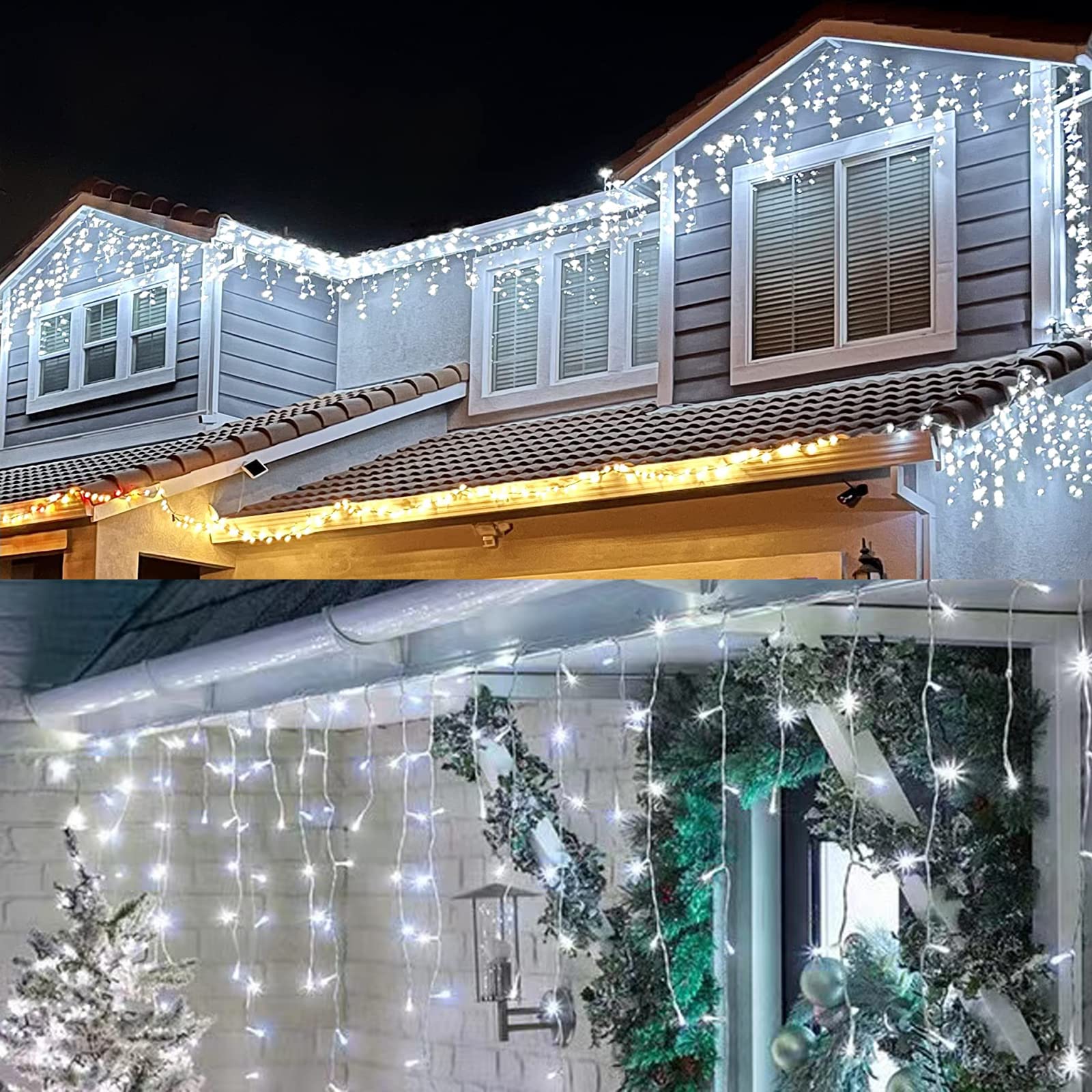 Upgraded Solar Christmas Icicle Lights,304 Led Outdoor Christmas Decorations 8 Modes Waterproof Solar Icicle Lights For Patio Ya