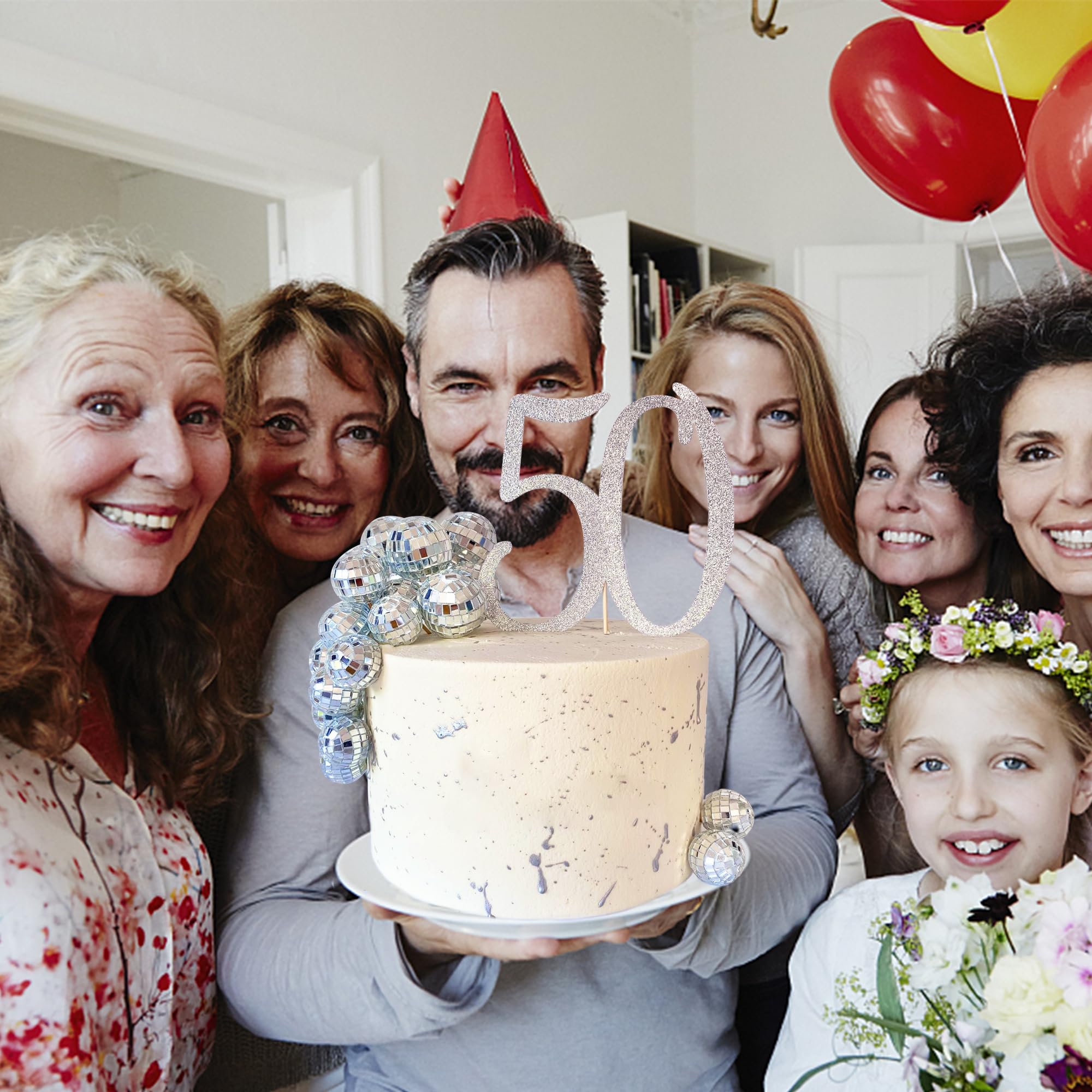 45 PCS 0.78Inch 1.18Inch Disco Ball Cake Decoration Ornaments Reflective Mirror Ball Cake Decoration 70s Disco Themed Party Deco