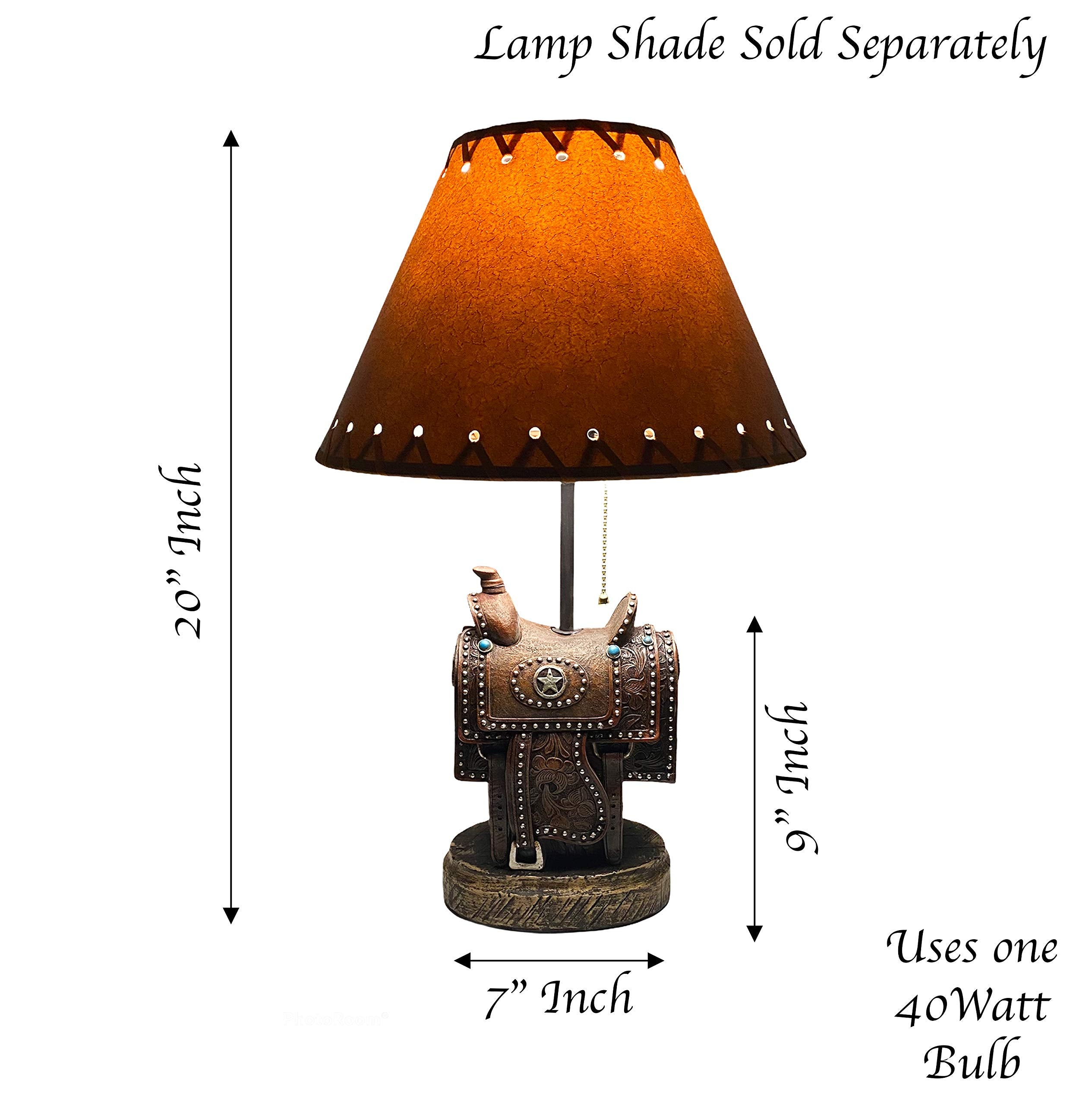 Urbalabs Brown Horse Saddle Table Lamp - Rustic Decor For Living Room & Bedrooms