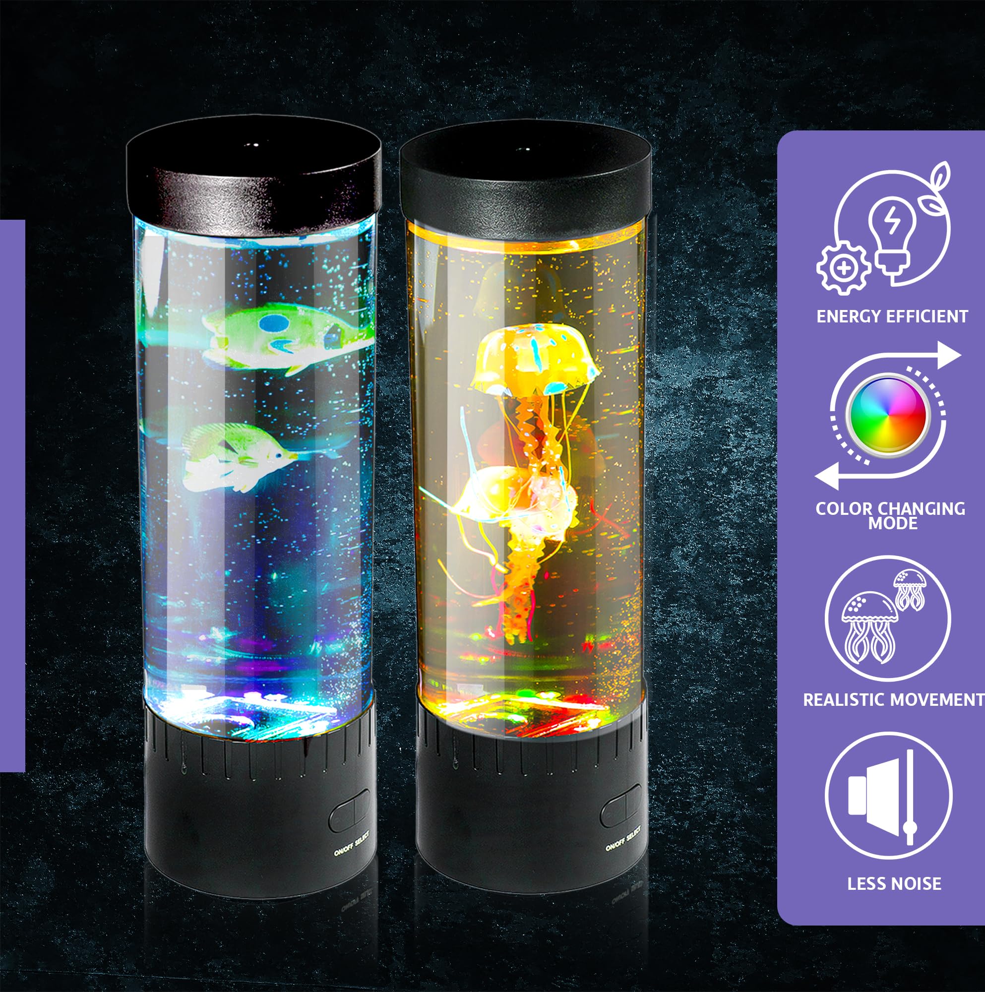 Brewish Jellyfish Lamp,16 Color Changing Mood Lamps, 4 Modes Aquarium Night Light For Kids & Adults, Artificial Fish Tank With Moving Fish, Sensory Room Led Lights For Autism, Adhd,Excellent Gift