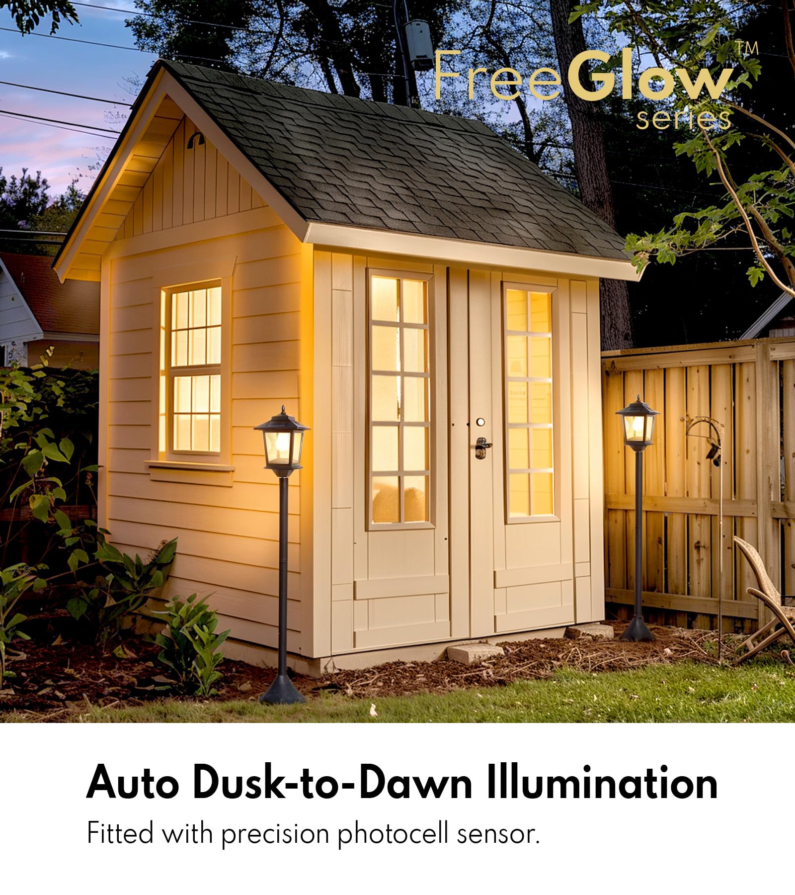 PASAMIC 63 Solar Lamp Post 2Pack, Outdoor Lights Waterproof, Pole Lights Outdoor, Floor Lamp for Patio, Warm White, Replaceable