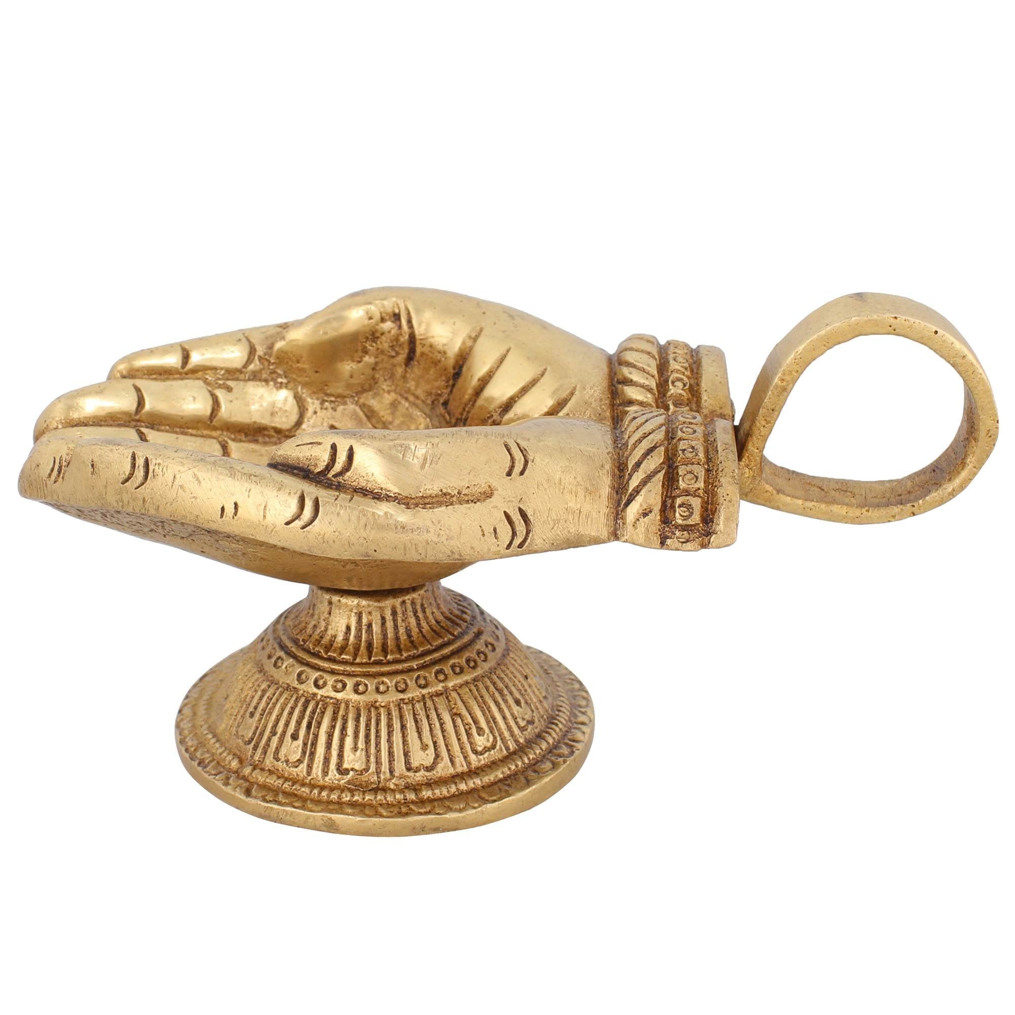 ShalinIndia VZM206 Oil Lamp Indian Diya Hindu Pooja Temple, Golden