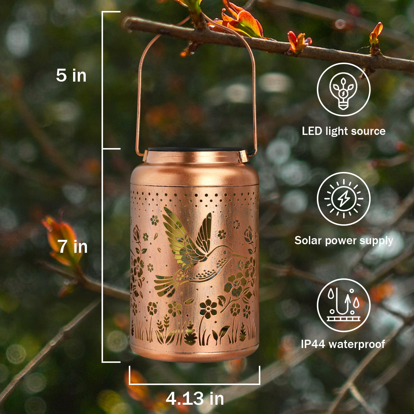 Christmas Gifts For Women  Mom  Hummingbird Solar Lanterns Outdoor Waterproof  Hummingbird Gardening Gifts For Christmas Decorations  Hanging Decorative Solar Lanterns For Patio/Yard/Garden Decor