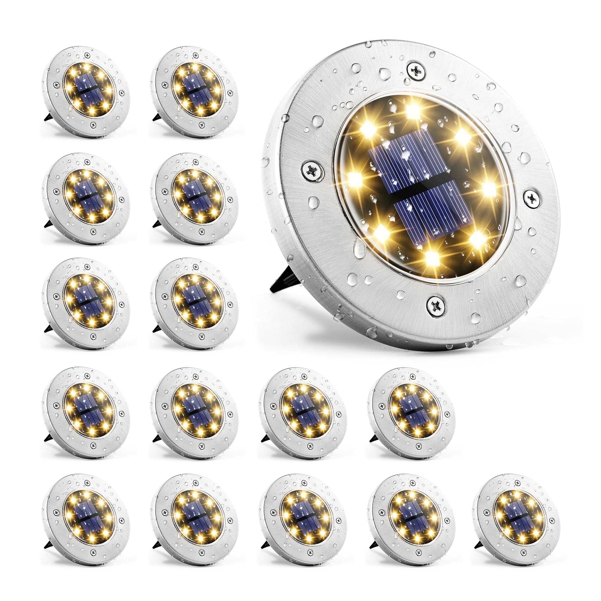 GIGALUMI Solar Ground Lights - No-Drill Fence Lighting Solution, Waterproof Perimeter Lights Compatible with Wood, Metal & Concr