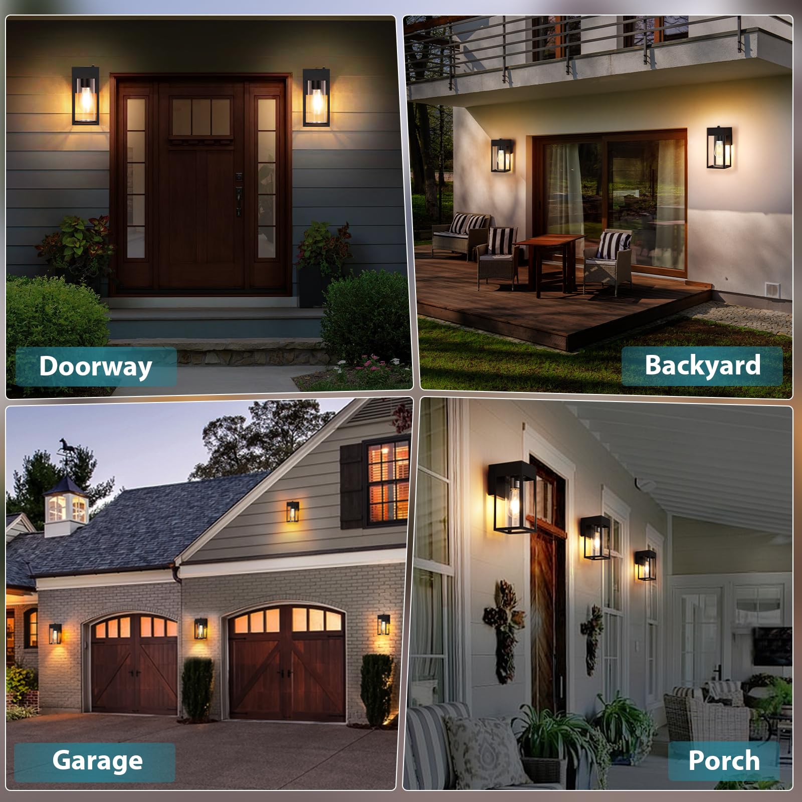 Lwsoy Dusk To Dawn Outdoor Lighting, 2 Pack Porch Lights Outdoor Waterproof, Exterior Lighting Fixtures With Clear Glass E26 Base, Wall Sconce Light For House Porch Patio Front Door Garage