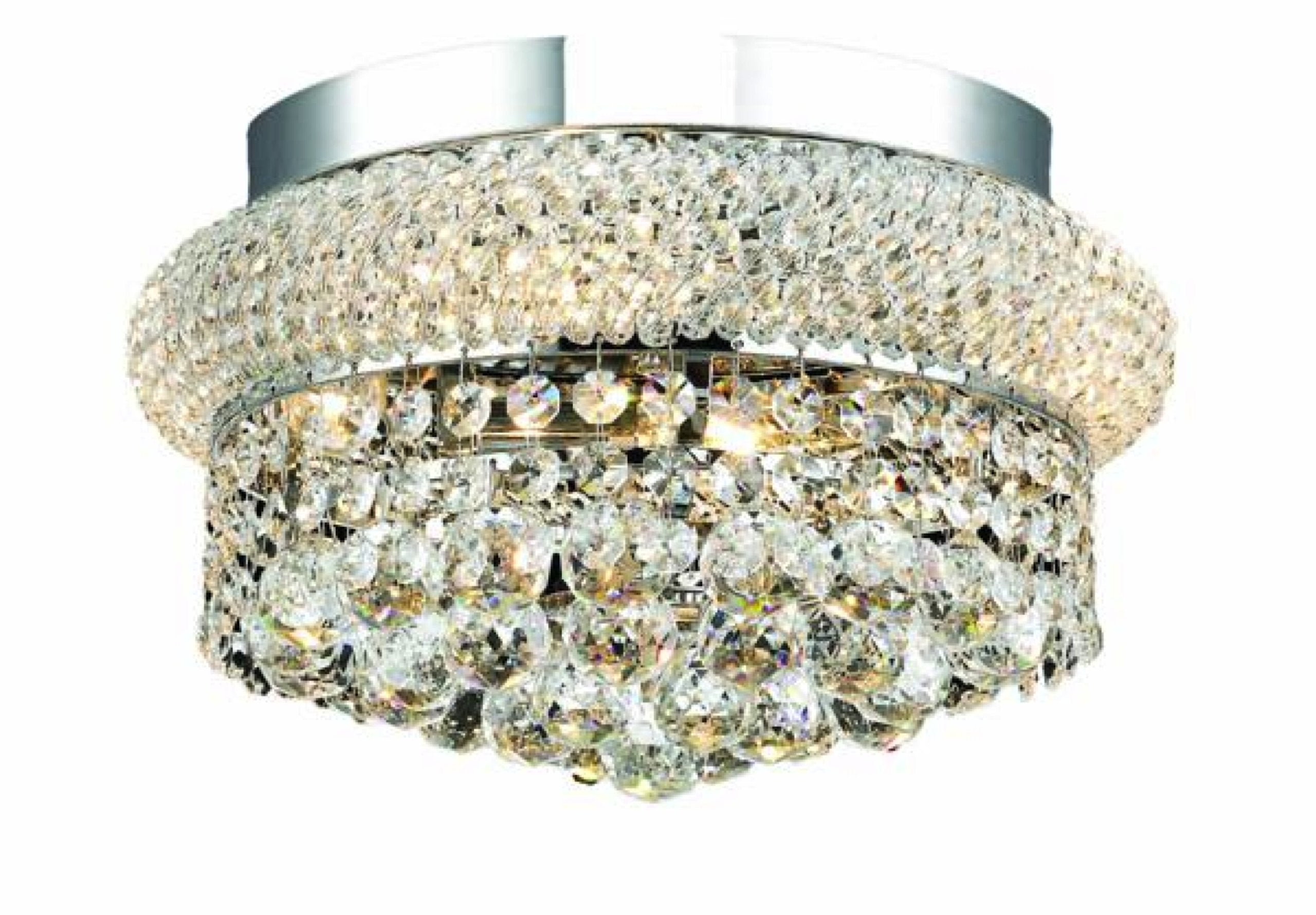 Elegant Lighting 1800F12C/RC Primo 6-Inch High 4-Light Flush Mount, Chrome Finish with Crystal (Clear) Royal Cut RC Crystal