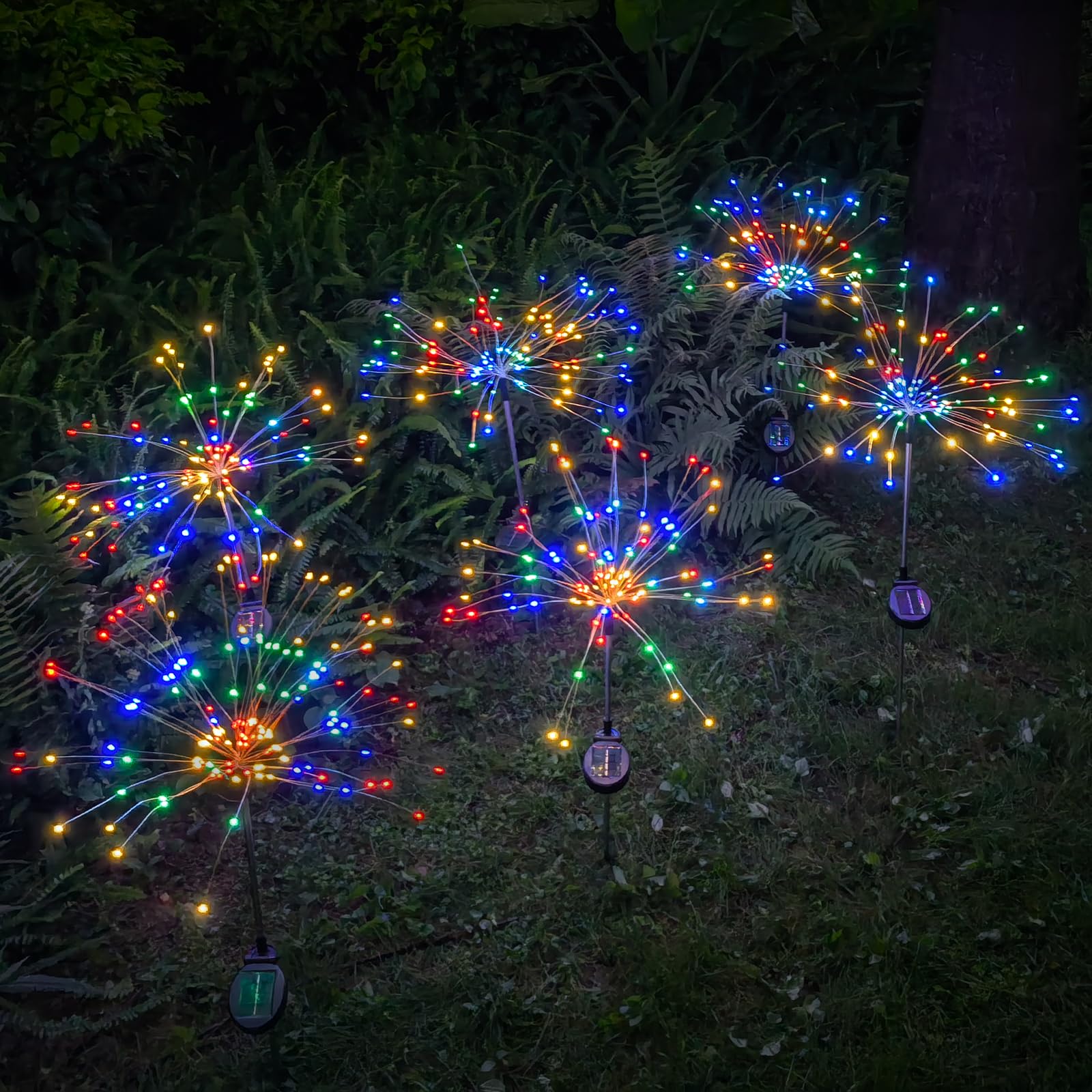 DONGULI Outdoor Solar Garden Lights, 120 LEDs 8 Lighting Modes 6 Packs Waterproof Solar Fireworks Light Sparklers for Patio Walkway Yard Courtyards Pathway Christmas Party Decorations