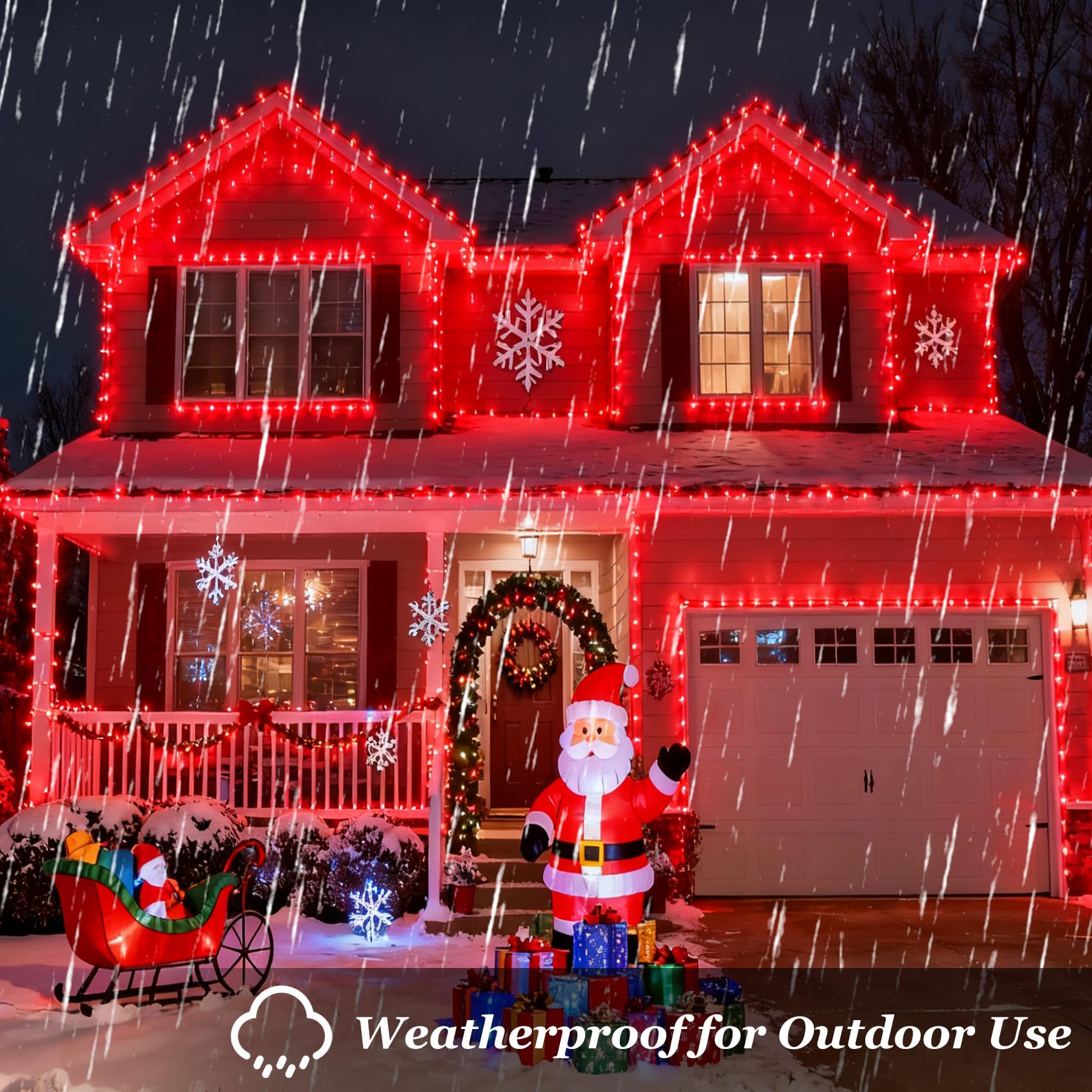 1500 Led 470Ft Christmas Lights Outdoor  Christmas String Fairy Lights With Timer & Memory  Waterproof 12 Modes Dimmable Twinkle Tree Lights For Home Patio Wedding Party Yard Xmas Decorations  Red