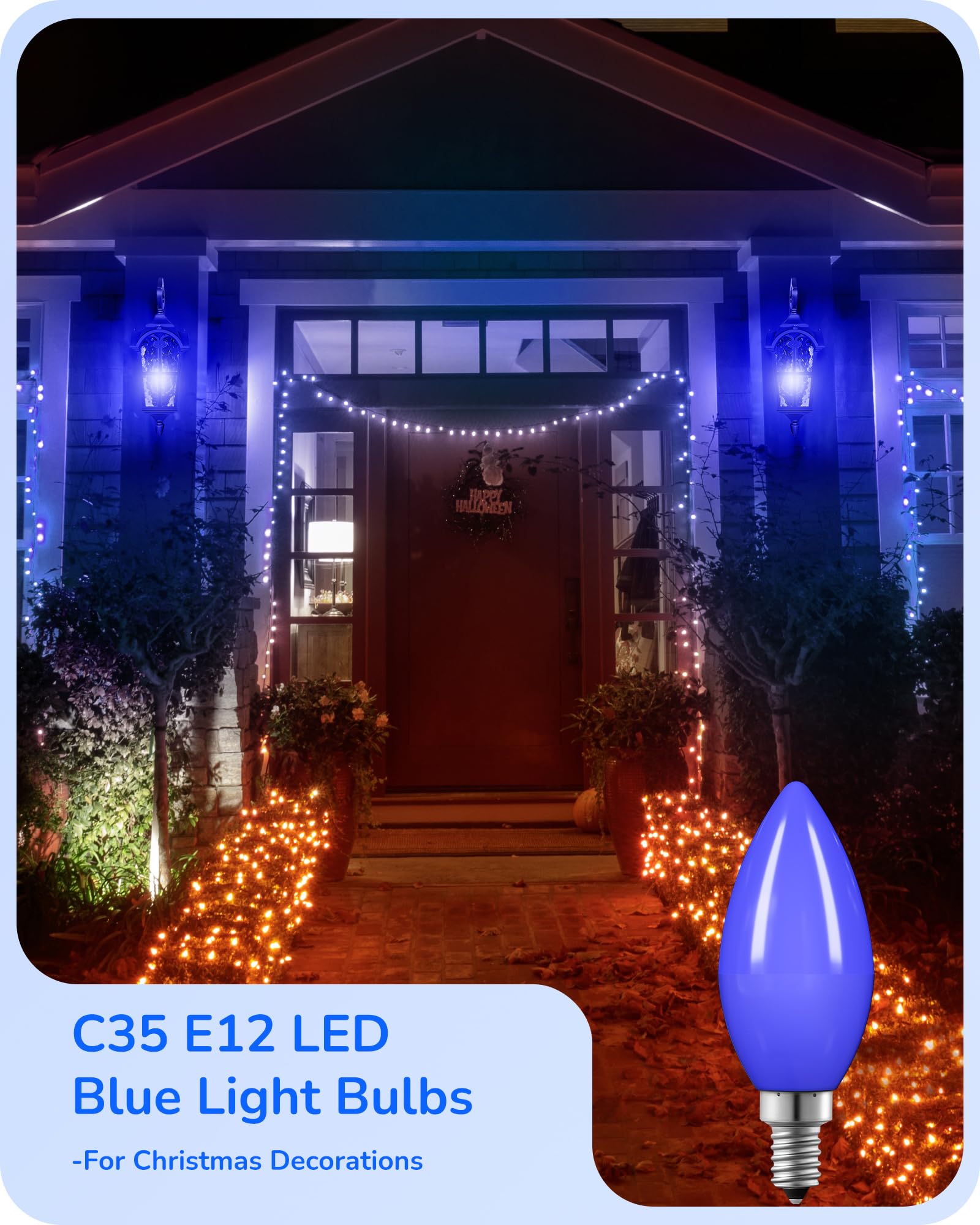 EDISHINE Blue Dimmable LED Candelabra Bulbs, 60W Equivalent, Vintage Candle Light, 6 Pack, Model HDCC35H