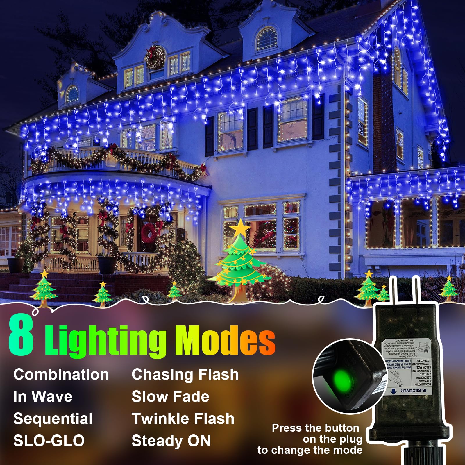 98Ft 900Led F8 Upgraded Christmas Lights Decorations Waterproof 8 Modes Christmas Lights Outdoor With Memory And Timer Fairy Lig