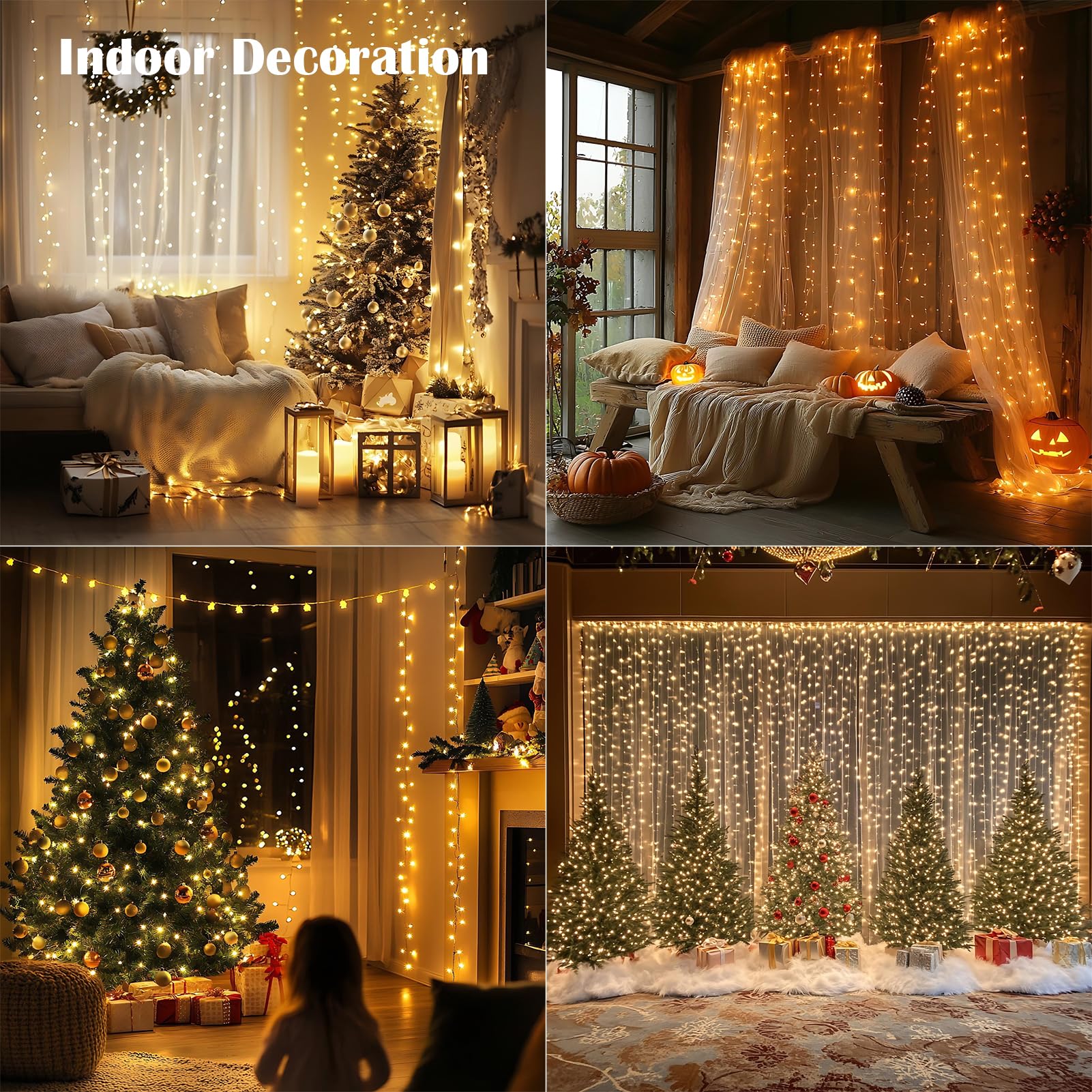 Zeluxdot 66Ft Fairy Lights, 200 Leds Waterproof String Lights, Warm White, Copper Wire, 8 Modes For Indoor/Outdoor Decorations