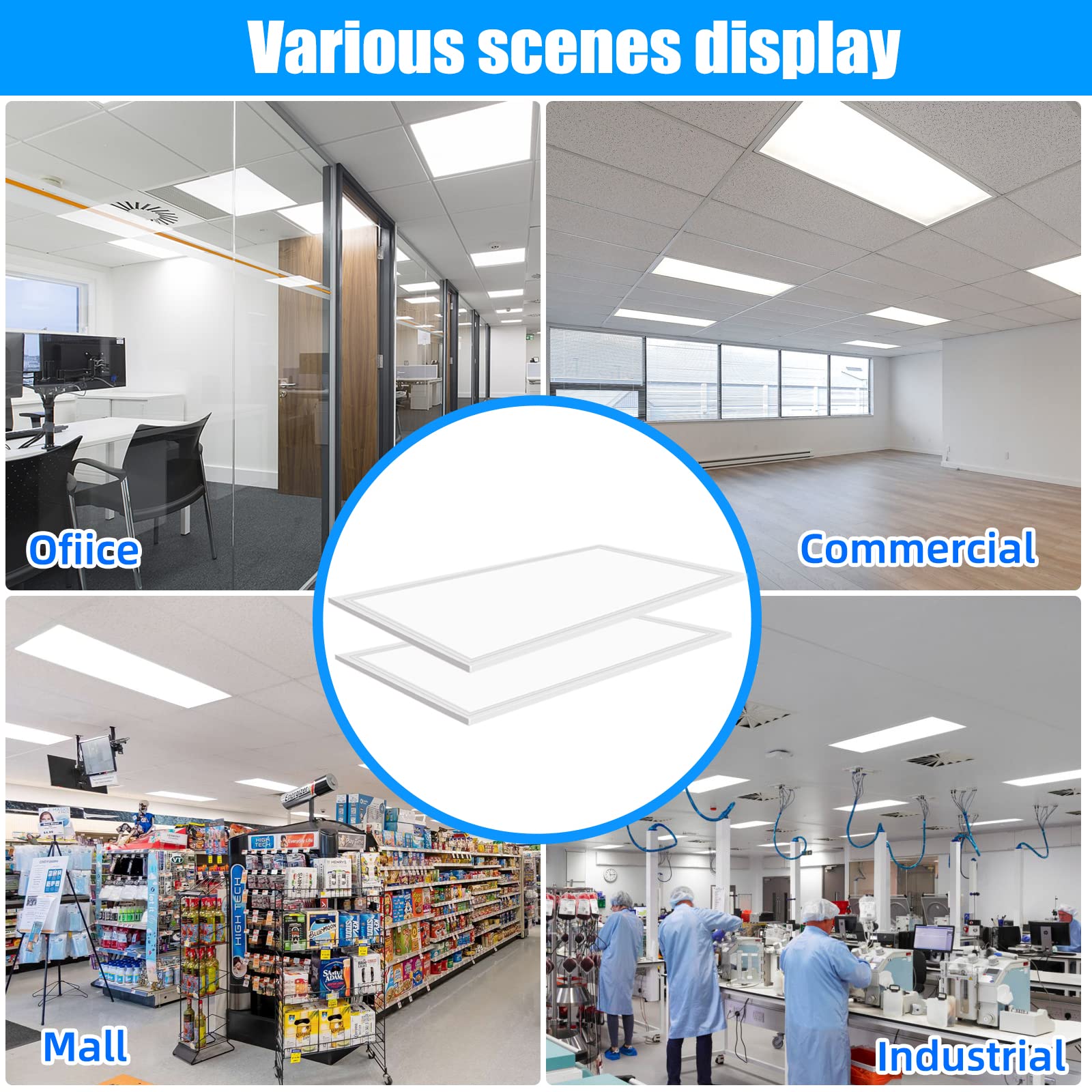 2X4 Led Flat Panel Light,4 Pack,7800Lm,5000K Flat Panel Led Drop Ceiling Light,0-10V Dimmable,110-277V,Etl Listed,Recessed Edge-