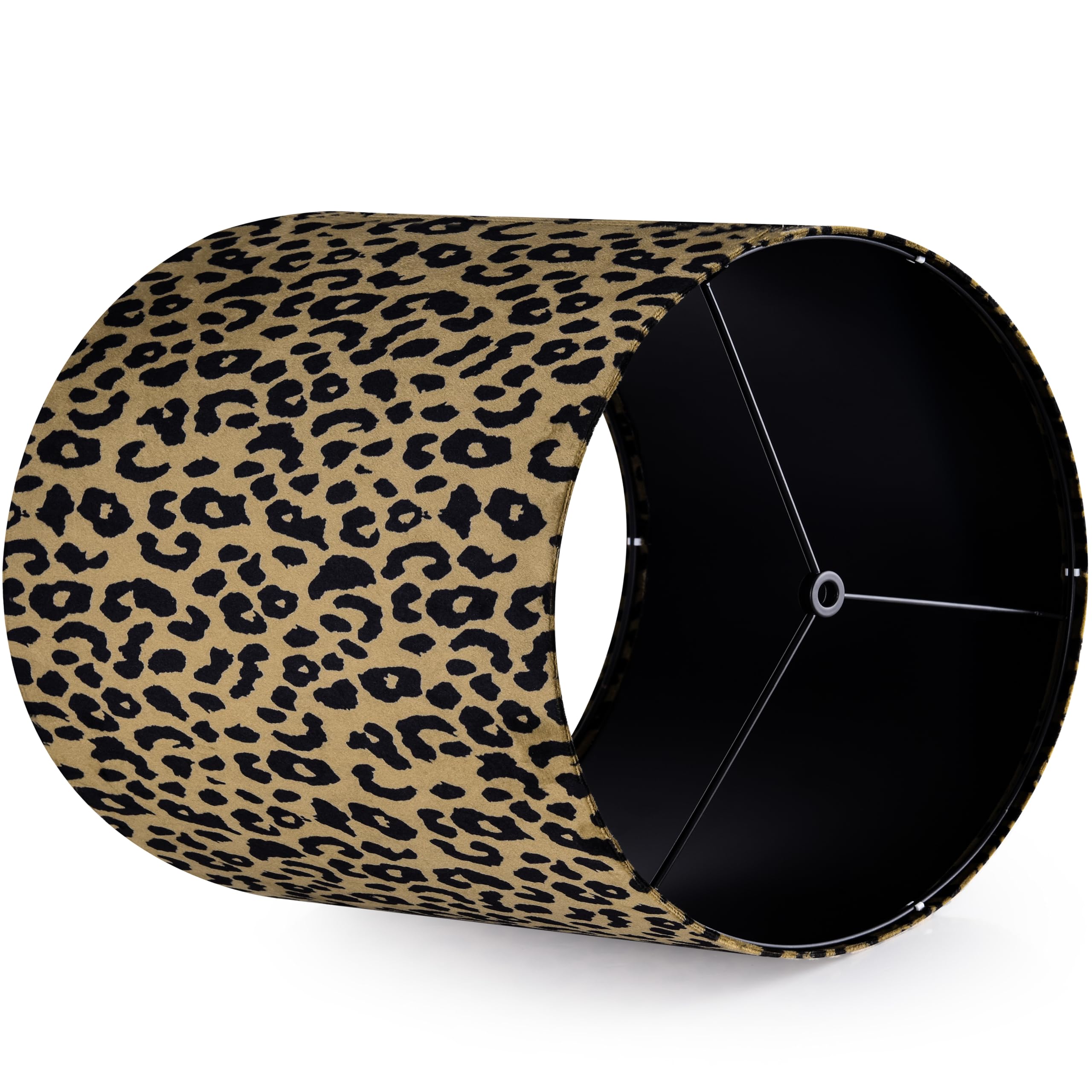 GO&SO Leopard Velvet Lamp Shades, 9.8" Small Tall Drum, Multi-Leopard Fabric, Model G12-10-1-3, Vintage Style for Table and Wall Lamps