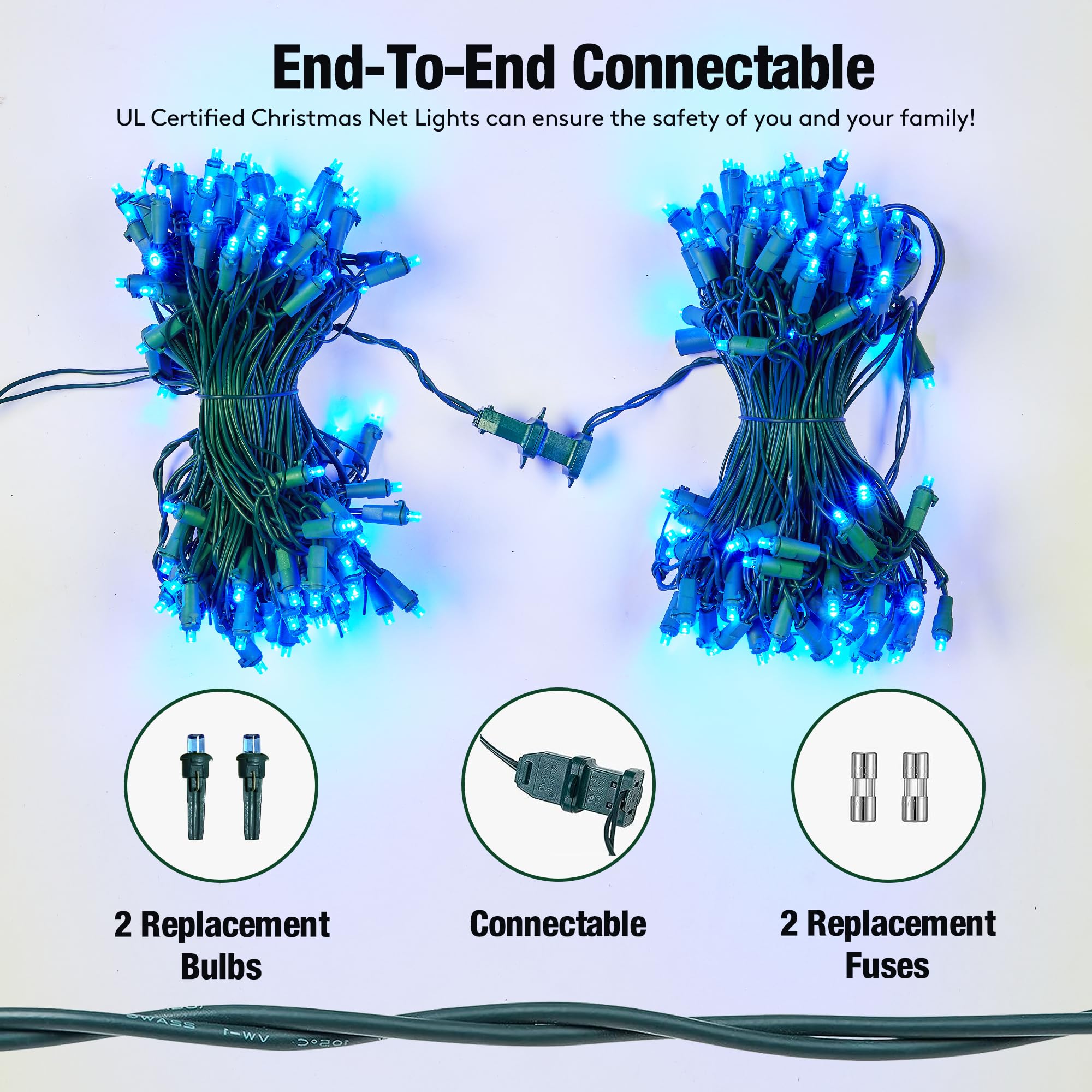 Sylampow Led Blue Christmas Net Lights Outdoor Christmas Bushes Lights 120Led 6Ftx5Ft, Connectable Outdoor Indoor Christmas Mesh