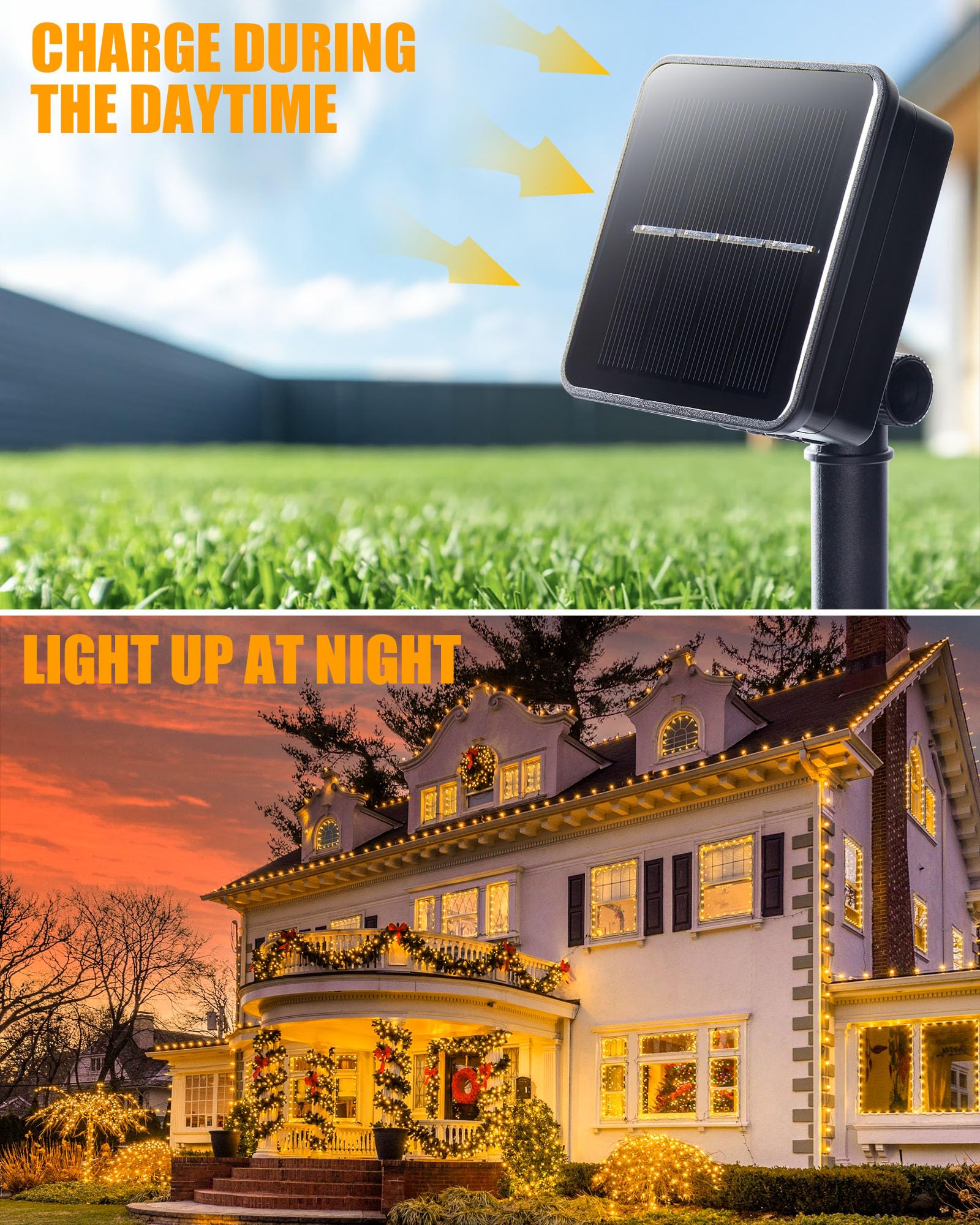 Minetom Solar String Lights For Outside, 6 Packs Total 198Ft 600 Led Outdoor Solar Fairy Lights, 8 Modes Balcony Lights For Tree Patio Christmas Party Wedding Decor (Warm White)