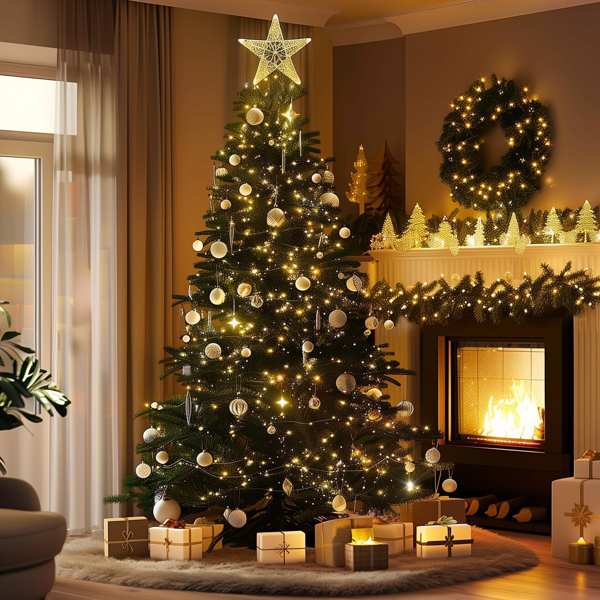 Dazzle Bright 4 Pack Warm White Christmas Mini String Lights, Total 120Ft 600 Count Incandescent Tree Lights, Waterproof Christmas Decorations For Indoor Outdoor Garden Yard Decor