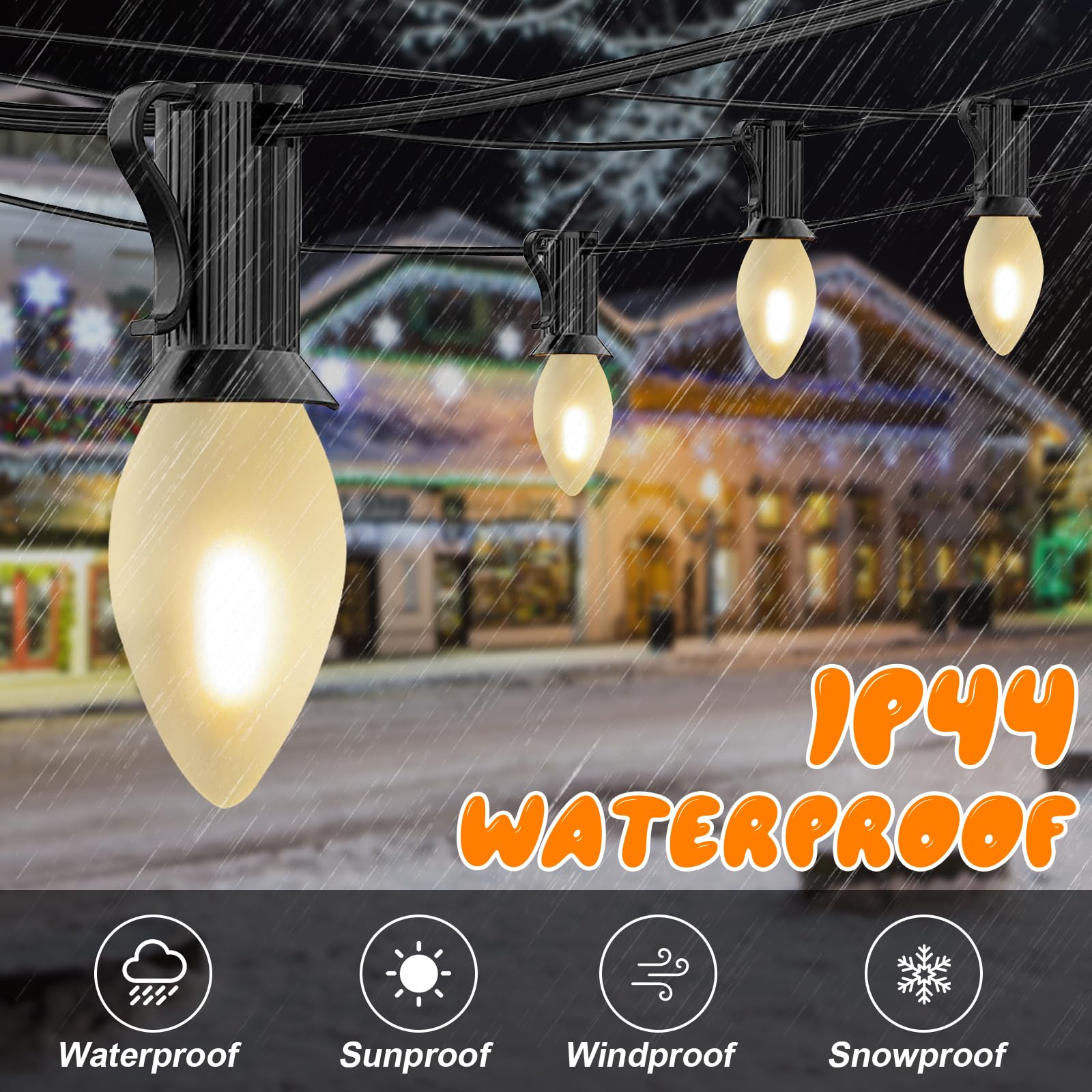 Goothy 25 Pack C7 Led Frosted White Light Bulbs, Shatterproof Christmas Replacement Bulb For Outdoor Patio String Lights, E12 Ca