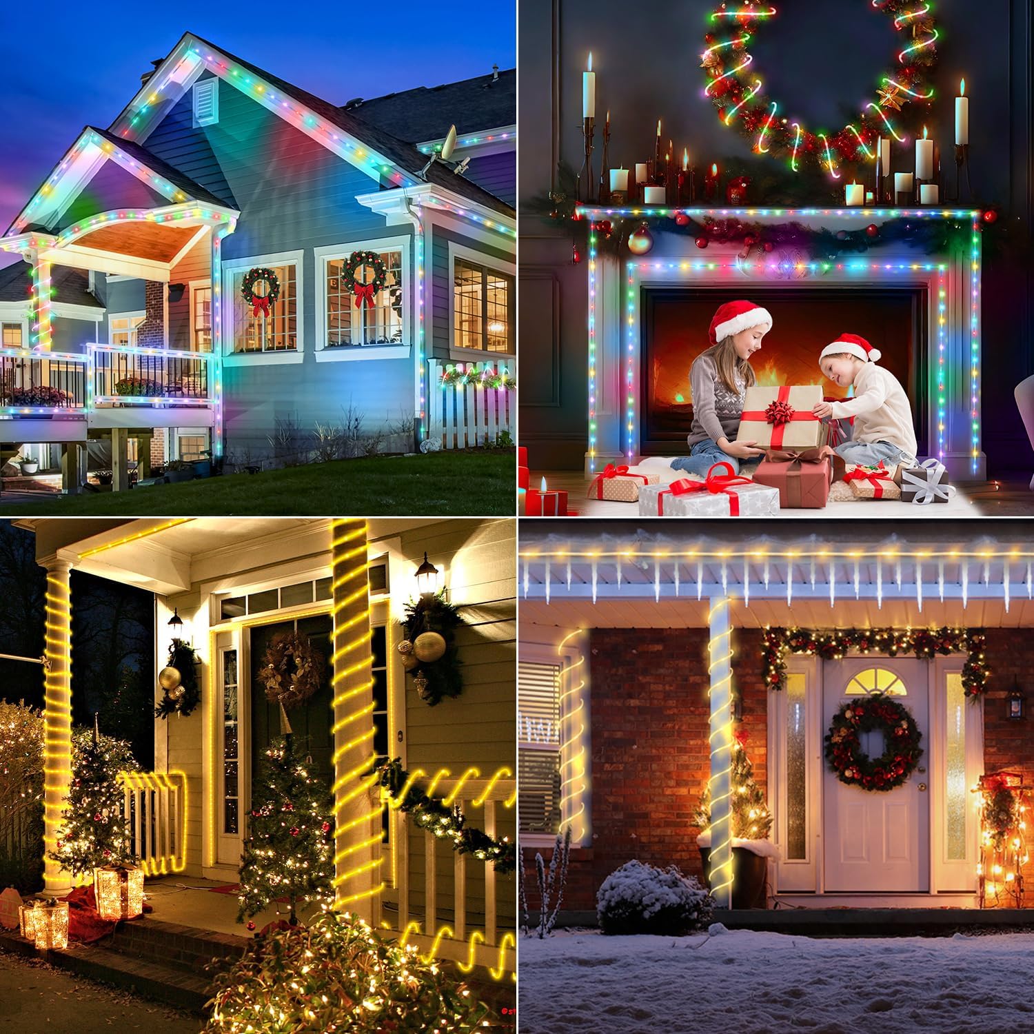 300 Led Rope Lights Outdoor String Lights Plug In  100Ft Warm White & Color Changing Christmas Lights Outdoor  Fairy Lights With Remote  Rope Lighting Waterproof For Garden Balcony(Not Connectable)
