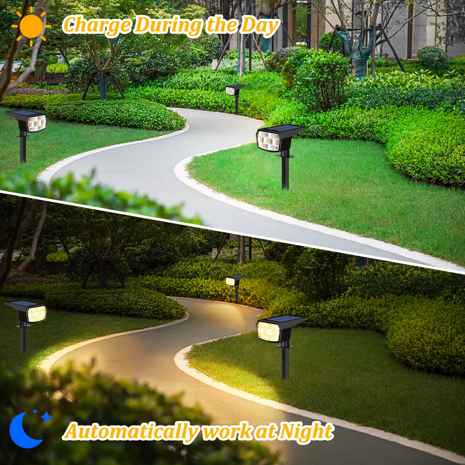 Sucolite Solar Spot Lights Outdoor, 59 Led Solar Lights Outdoor Waterproof, Outdoor Solar Lights For Yard With 3 Lighting Modes,