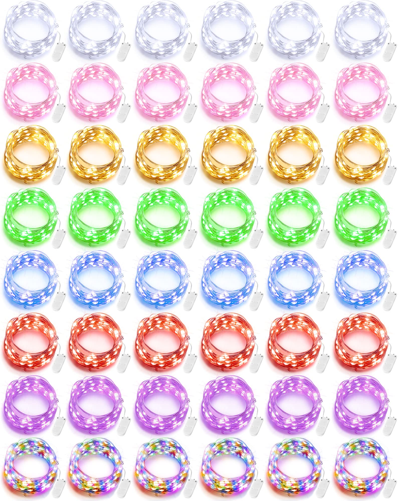 Riakrum LED Fairy Lights - 10ft, Battery Operated, Waterproof, Mixed Color, 50 Pieces for DIY Wedding Party
