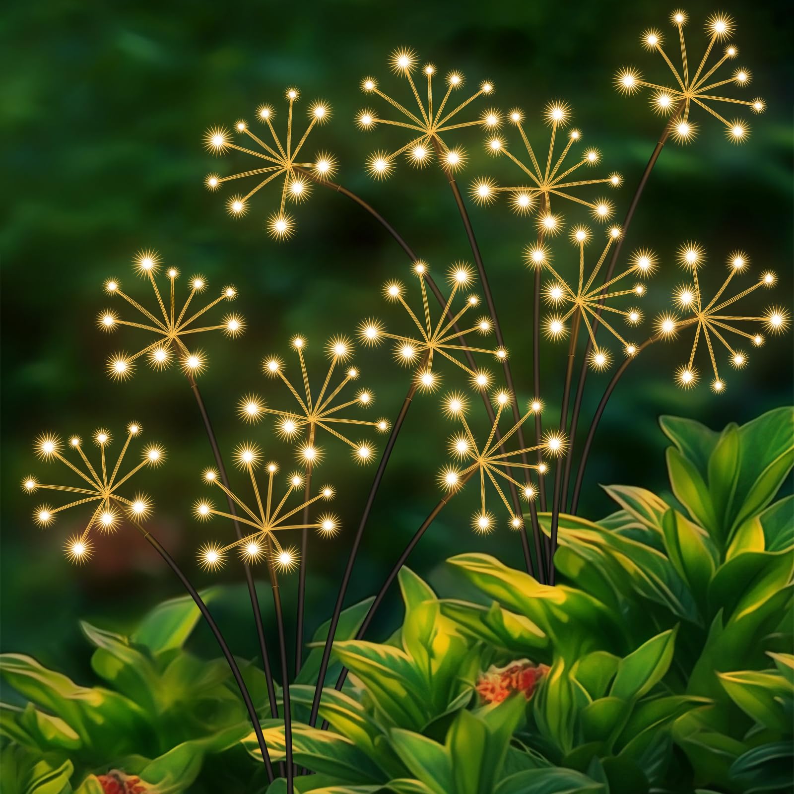 Solar Garden Lights 4 Pack Waterproof Swaying Starburst Light Solar Outdoor Lights For Yard Patio Walkway Pathway Party Wedding Decoration  Unique Gifts For Women  Warm White