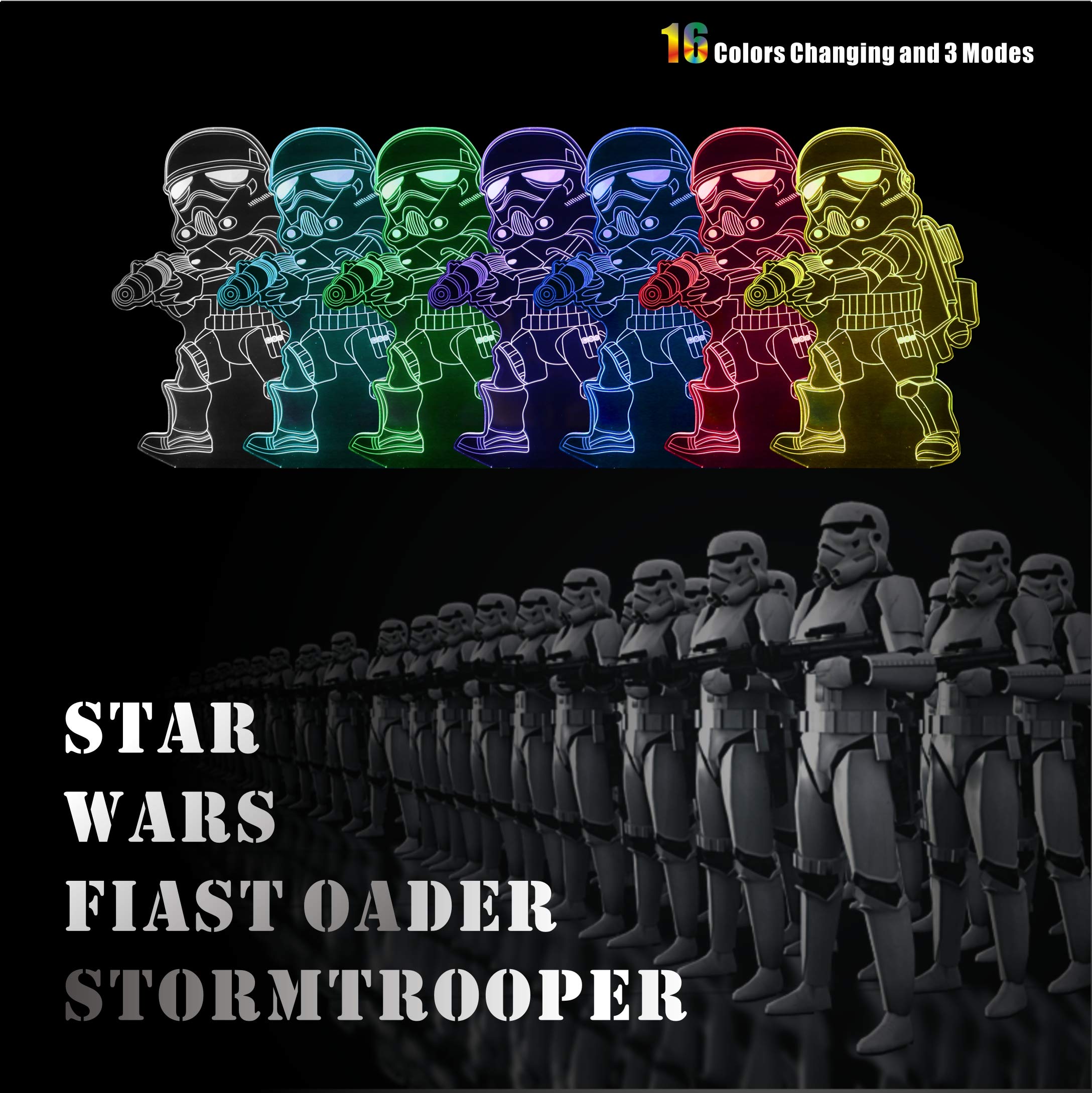 MOSSOM 3D Illusion Lamp - Baby Yoda Night Light, 7 Color Change, Large, Black, Star Wars Gifts for Kids and mature-themeds