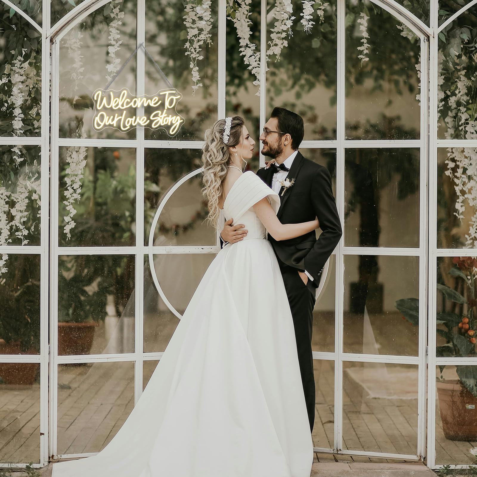 Wedding Neon Sign Welcome To Our Love Story Neon Signs For Wall Decor Warm White Led Lights Couple Light Up For Wedding Bedroom Home Anniversary Party Decoration Lover Gifts