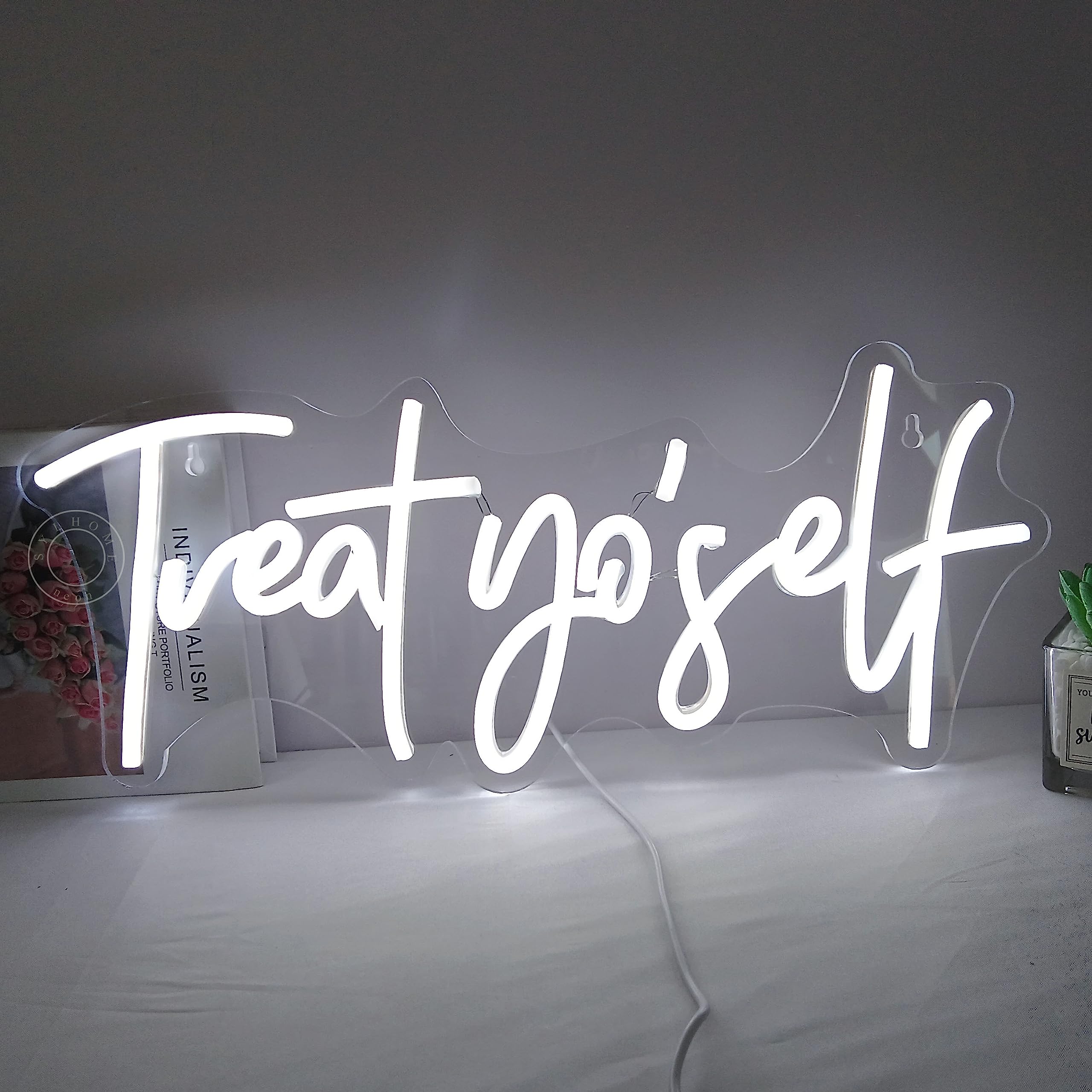 SYLHOME LED Neon Light Sign - Acrylic Wall Decor for Bedroom, Kids Room, Living Room - Cold White - 16.54in x 7.1in