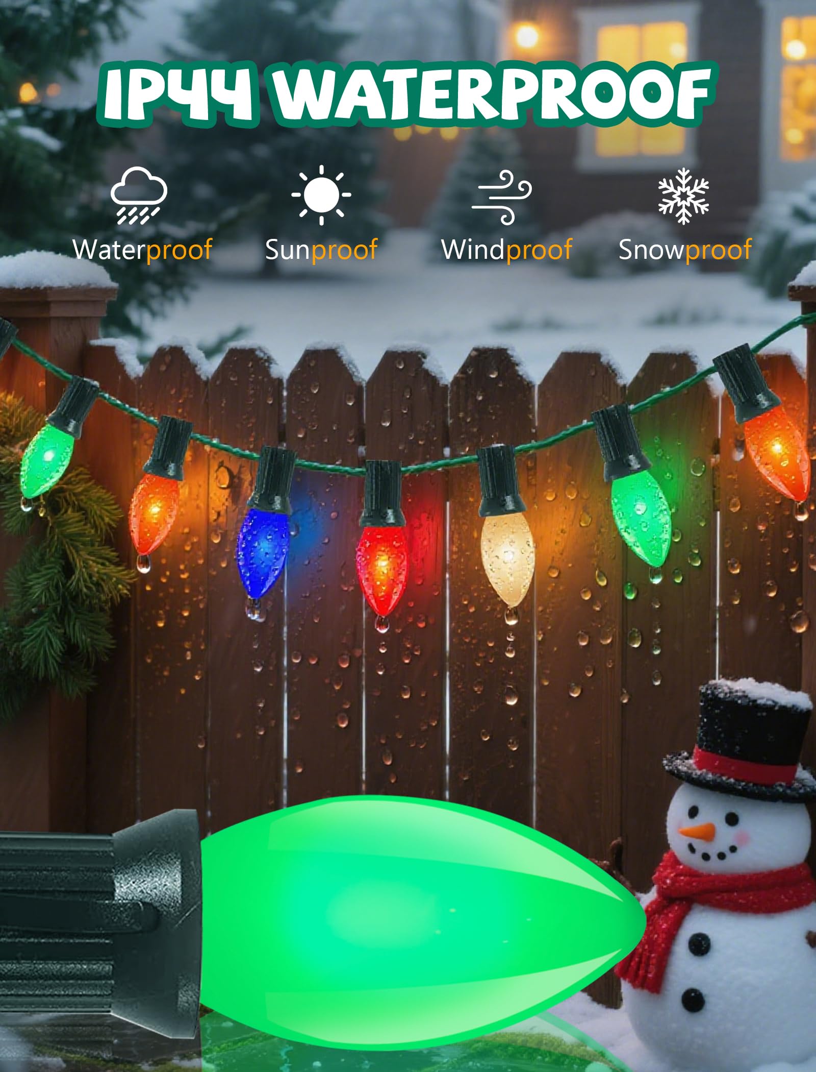 25 Pack C9 Multicolor Christmas Incandescent Light Bulbs  C9 Ceramic Replacement Bulbs For Outdoor String Lights  Christmas Patio Light Bulbs For Xmas Tree Party Garden  E17 Intermediate Base  7 Watts