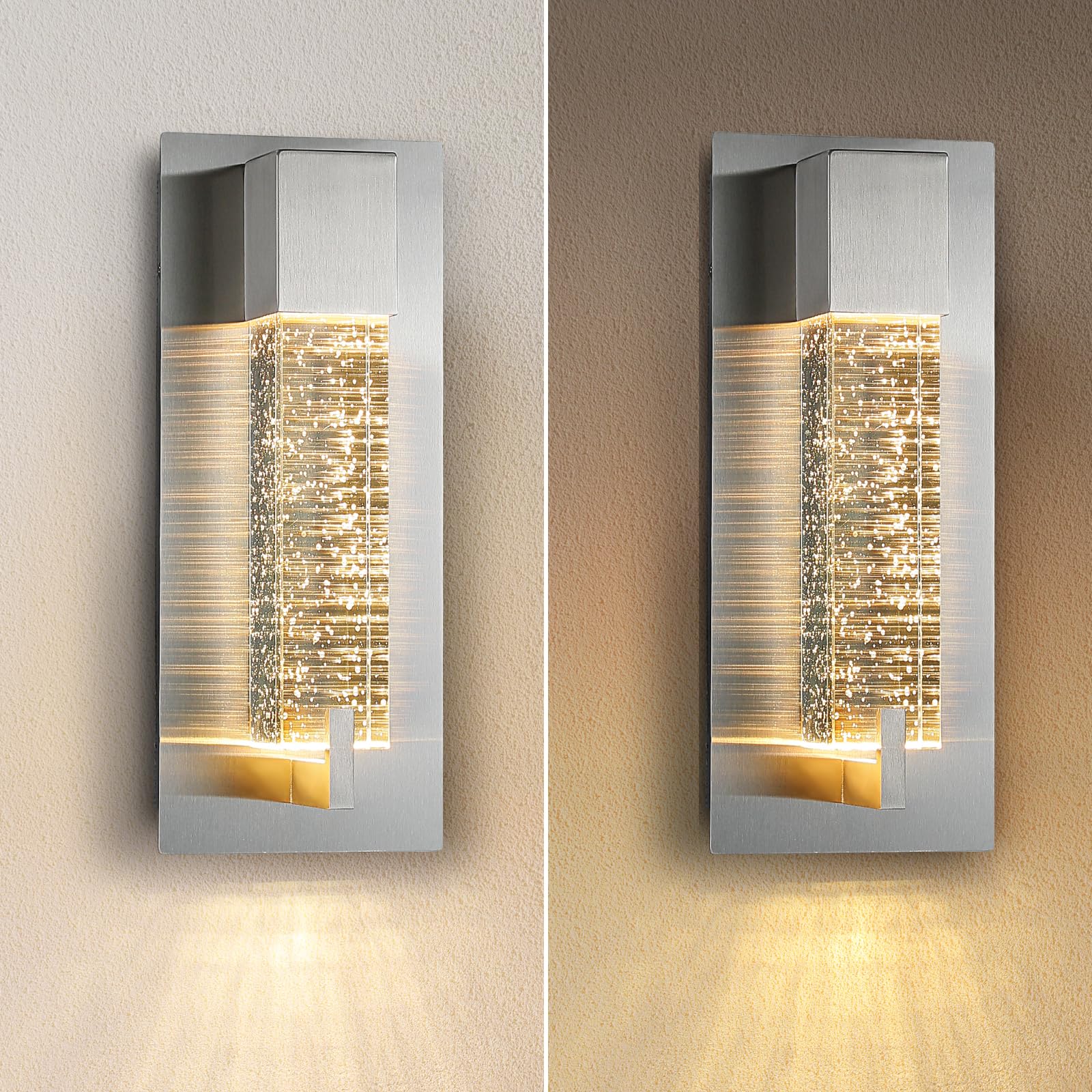 WOSHITU LED Wall Sconce Light, 11 Inch, Nickel, Dimmable, Crystal Wall Lamp, Model 8012WL-05SN for Bathroom, Living Room, Bedroom, Hallway