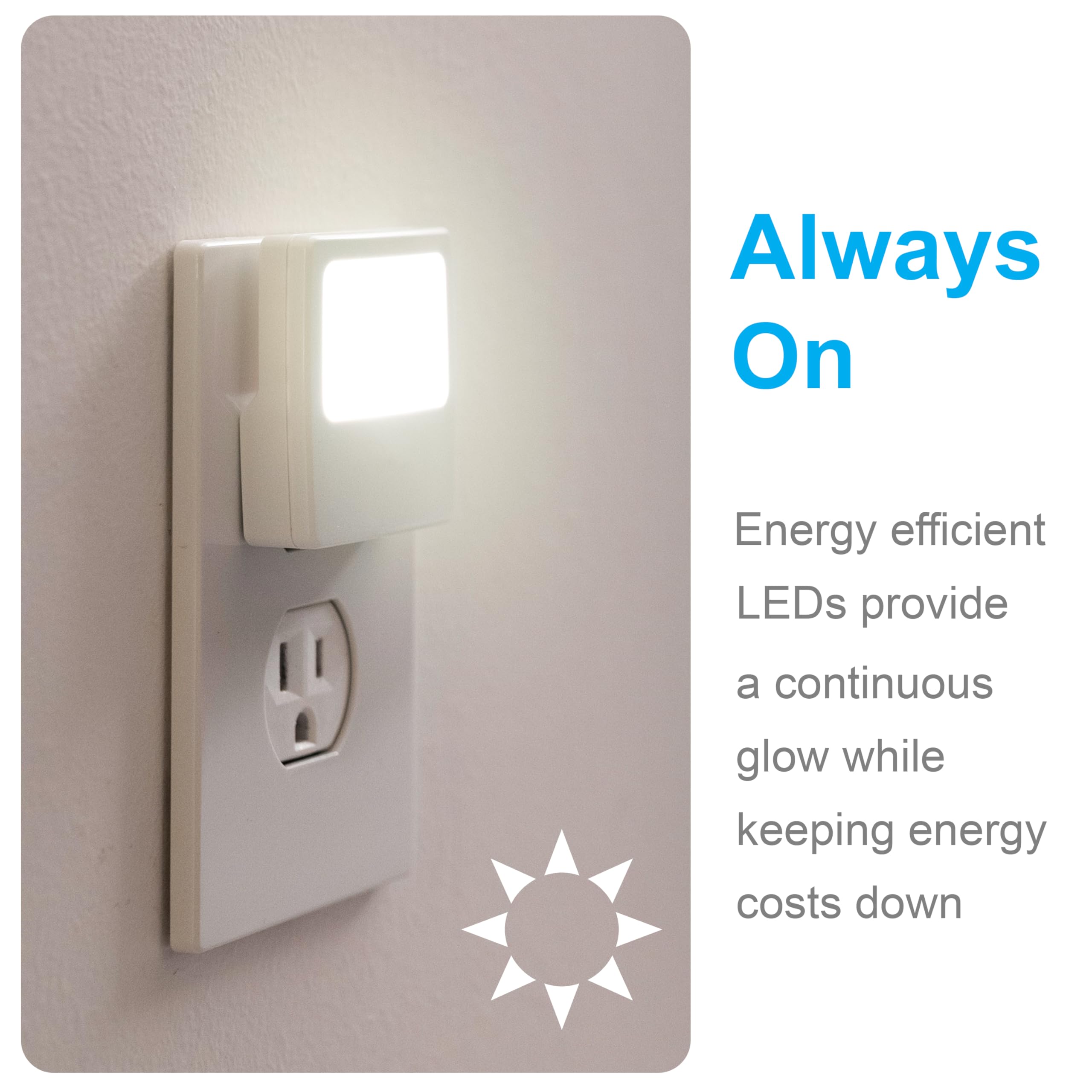 GE Always-On LED Night Light, Compact Soft Glow, UL-Listed, 2 Pack, White, Model 11311, Ideal for Bedroom, Nursery, Bathroom, Hallway