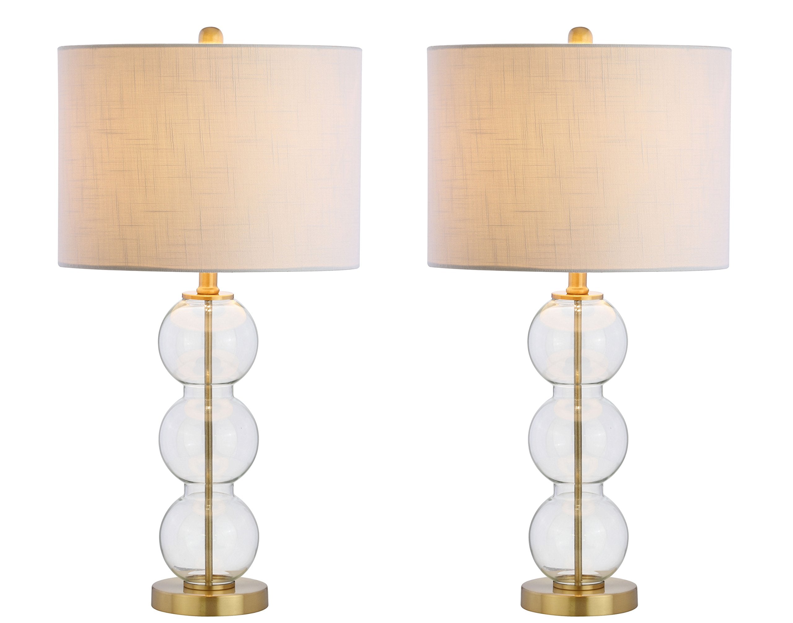 JONATHAN Y JYL1070A-SET2 Set of 2 Table Lamps Bella 27'' Glass Triple-Sphere LED Table Lamp Contemporary Bedside Desk Nightstand
