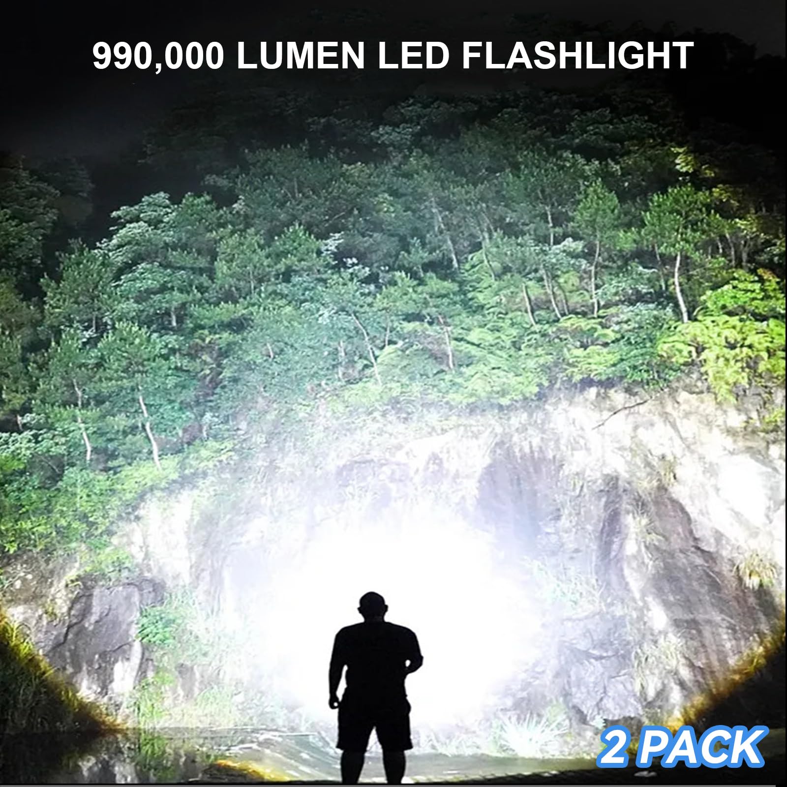 Rechargeable Led Flashlights High Lumens, 990,000 Lumens Super Bright Flashlights With 5 Modes, Waterproof Powerful Flash Light