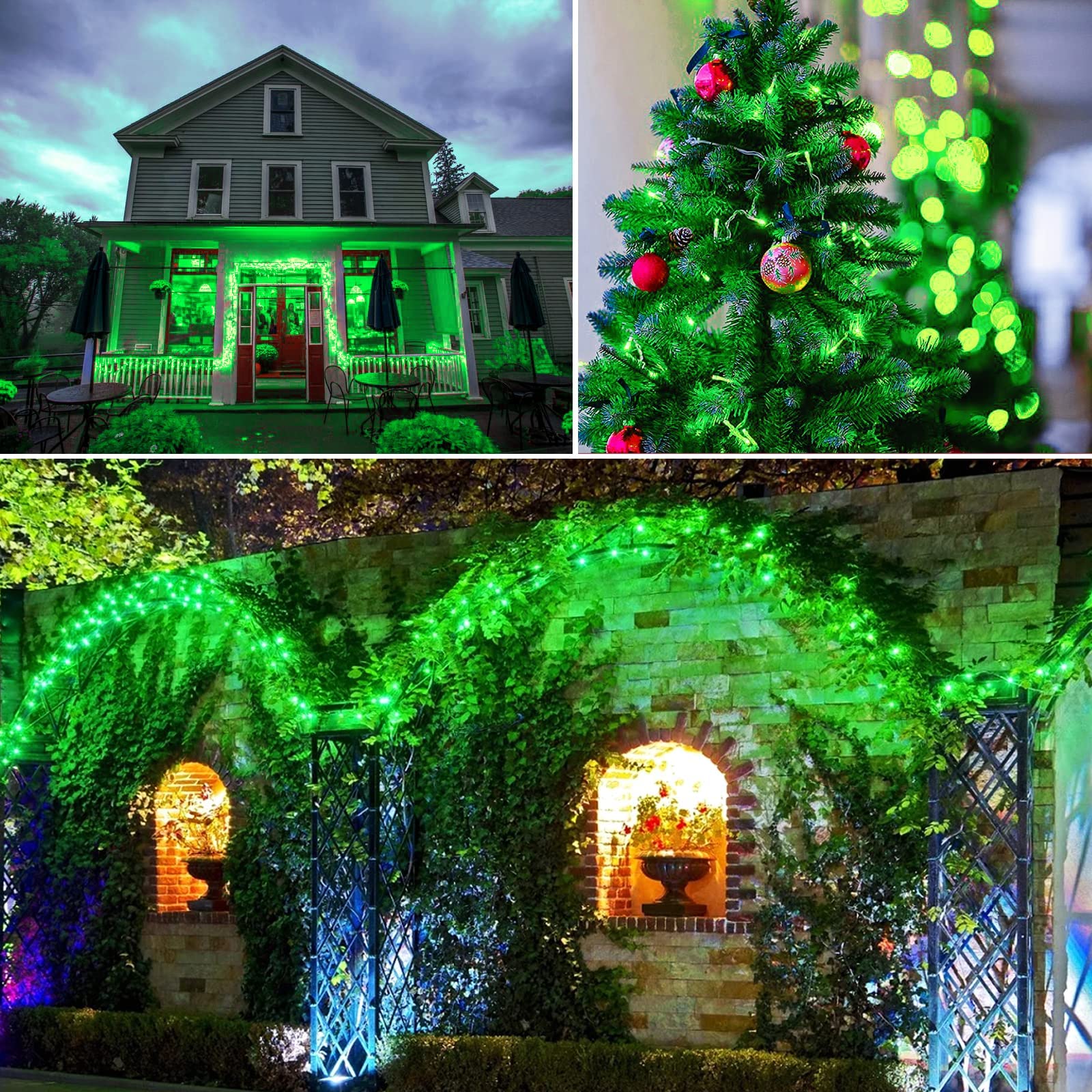 JMEXSUSS 250 LED Christmas String Lights, 91.5ft, Green, 8 Modes, Waterproof, Indoor/Outdoor, Model EXS-S-0250